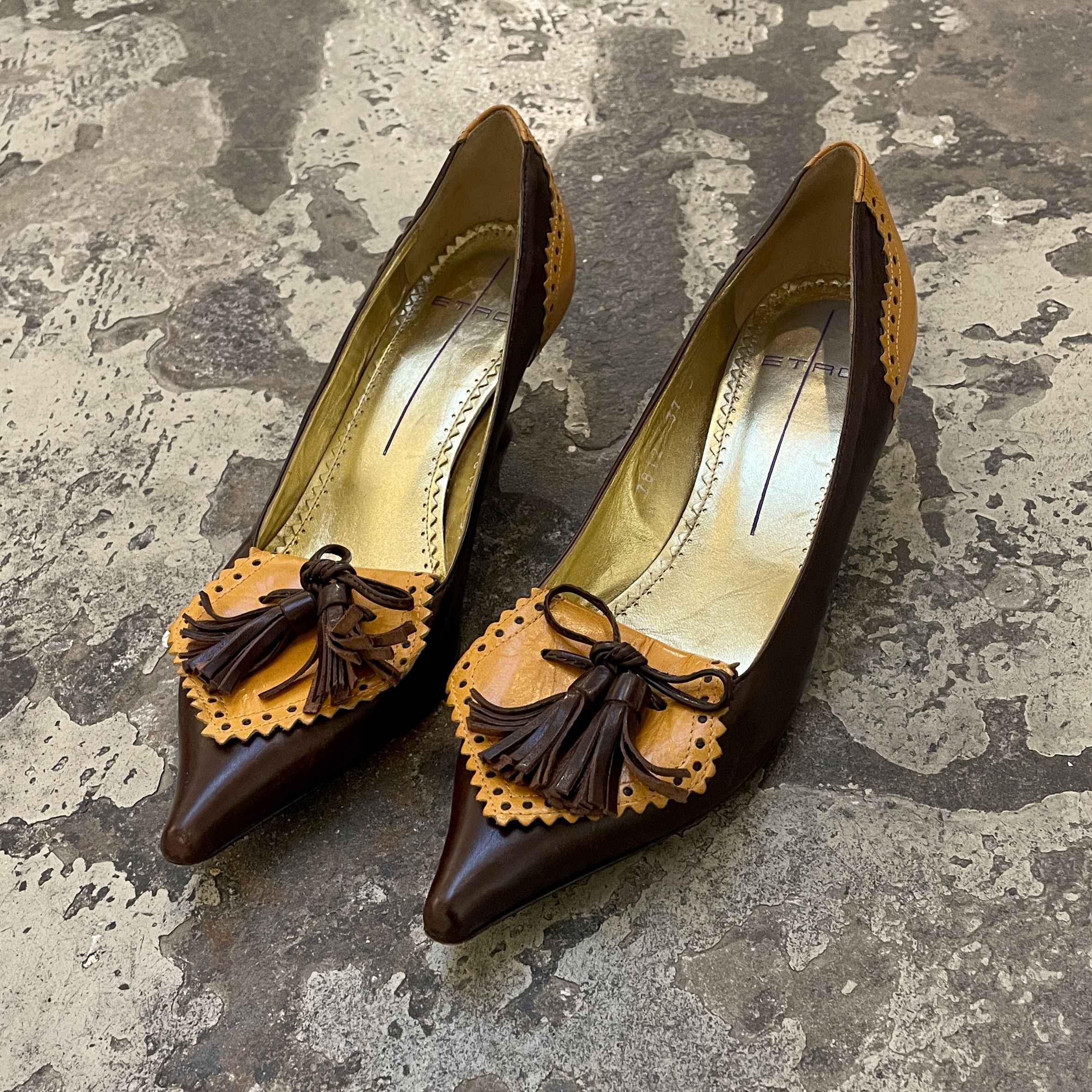 Etro Etro saffron and brown coquette pumps heels Size US 7 / IT 37 - 2 Thumbnail
