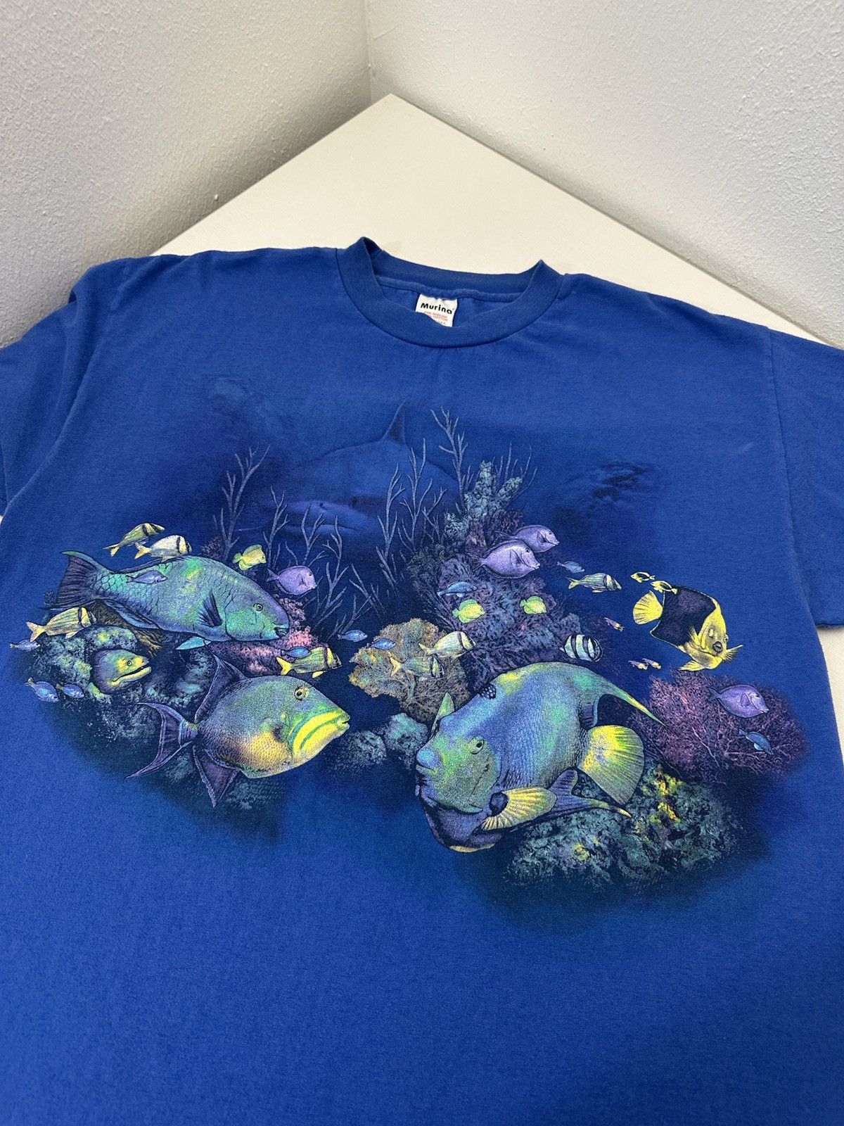 Vintage Vintage 90s Fish Nature Shark Ocean Sea Blue Tshirt Size XL Size US XL / EU 56 / 4 - 3 Thumbnail