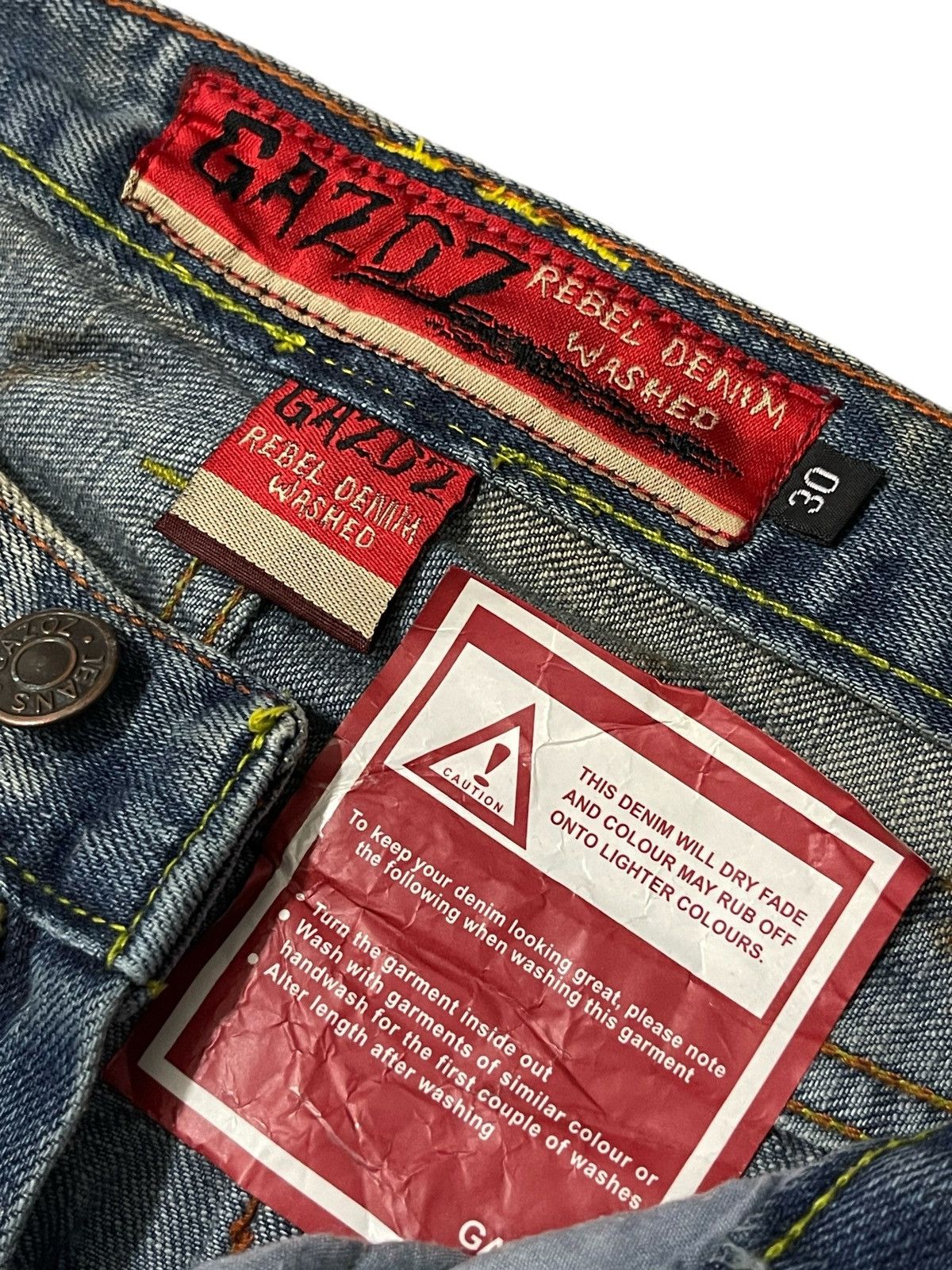 GOSTAR DE FUGA FLARED💥 GAZOZ Web Dirted Style Rebel Denim Washed Size US 31 - 8 Thumbnail