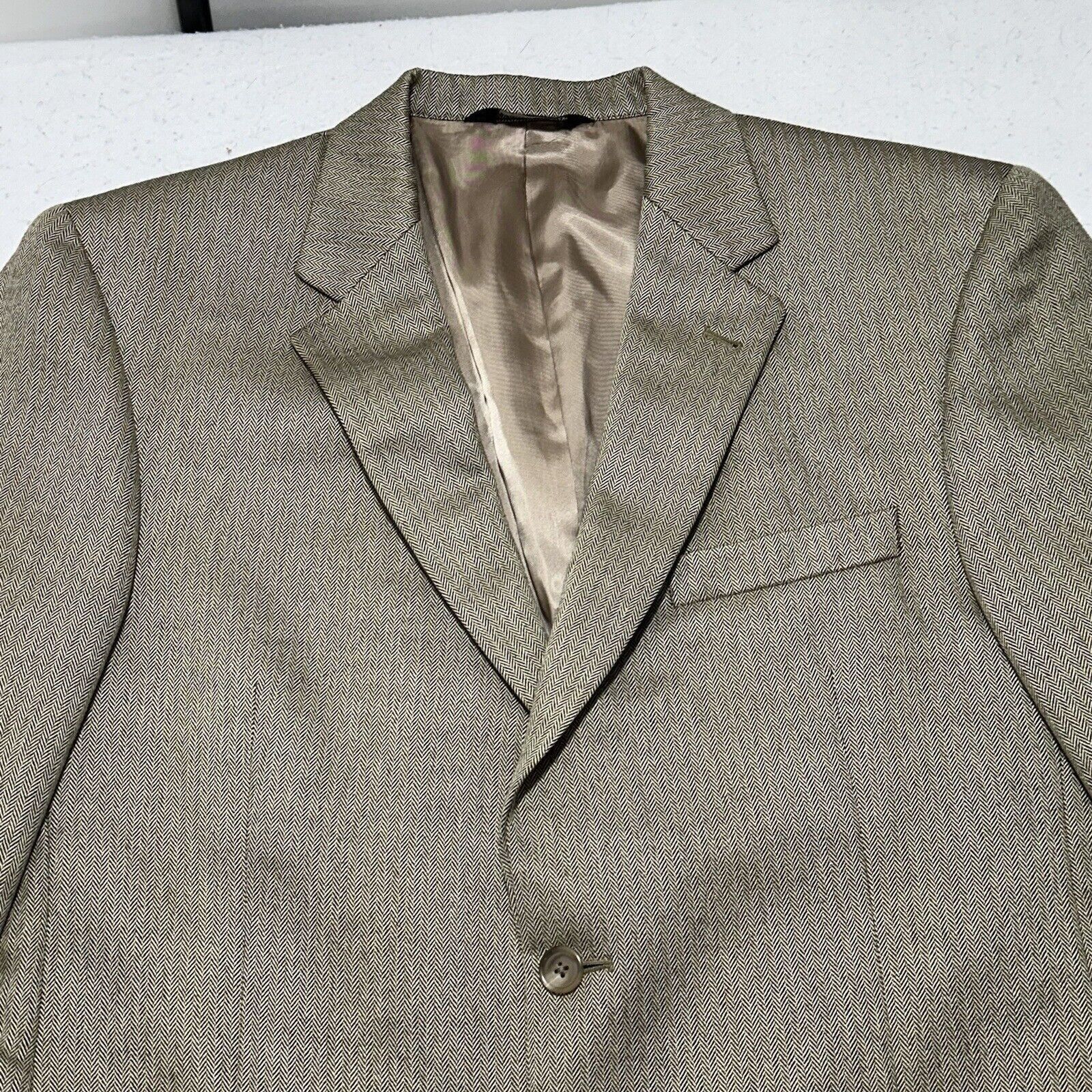 Jos. A. Bank Jos. A. Bank 42R Silk Camel Hair Herringbone Suit Jacket Size 42R - 2 Thumbnail