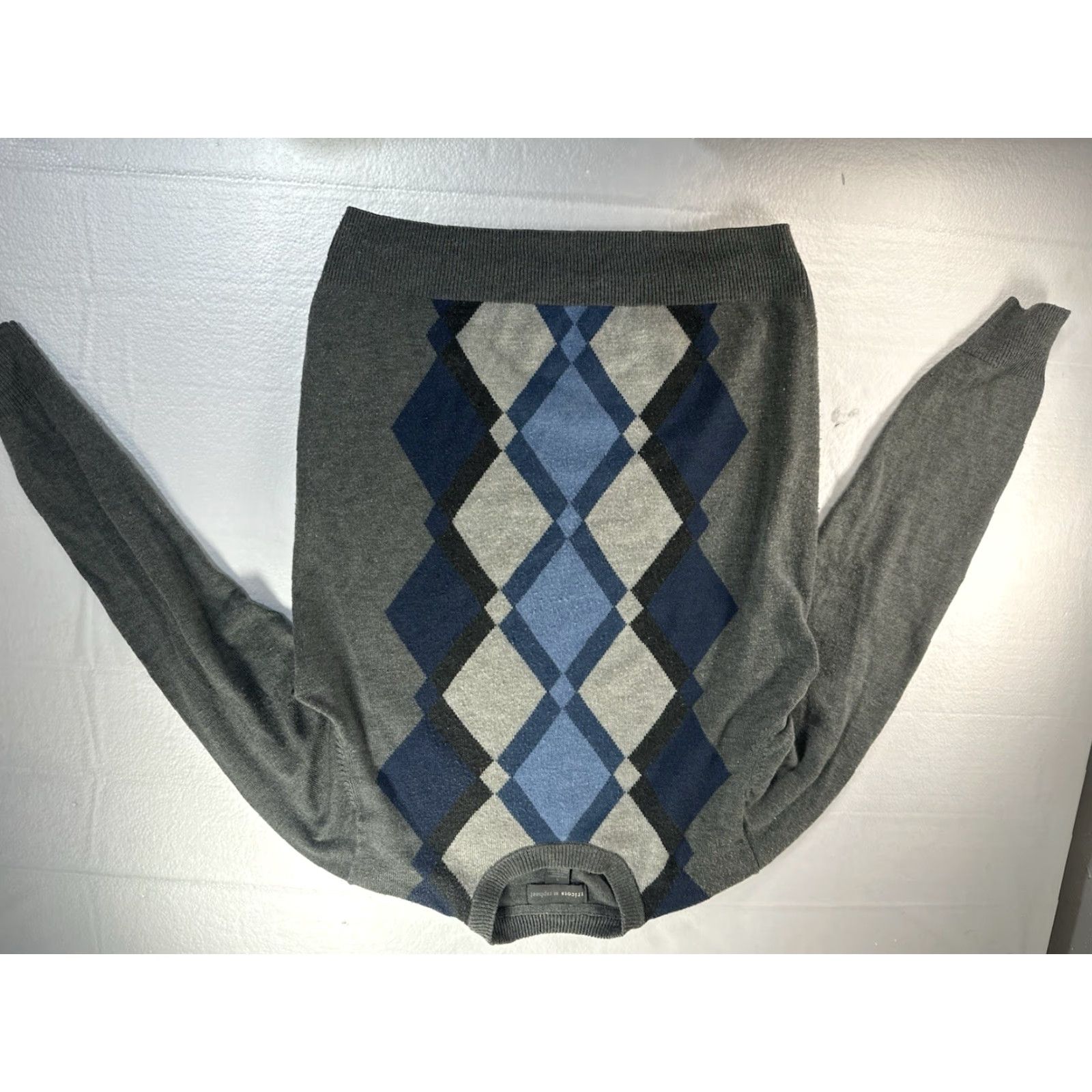 Vintage Tricots St. Raphael Sweater Mens Small Gray Argyle LS Lightweight Crew Neck Size US L / EU 52-54 / 3 - 6 Thumbnail
