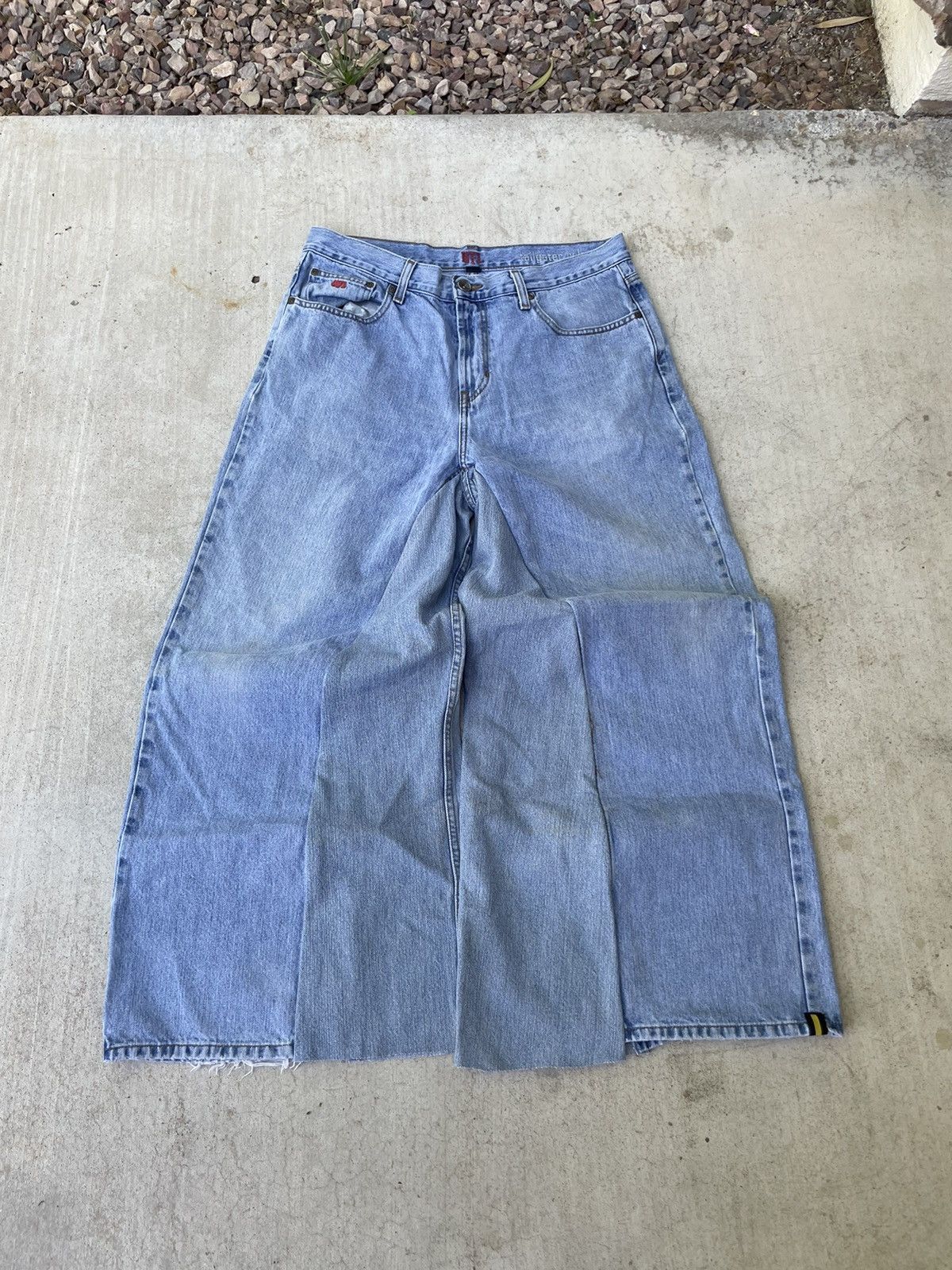 image of Jnco x Vintage Y2K Baggy Wide Leg Reworked Jeans in Blue, Men's (Size 34)