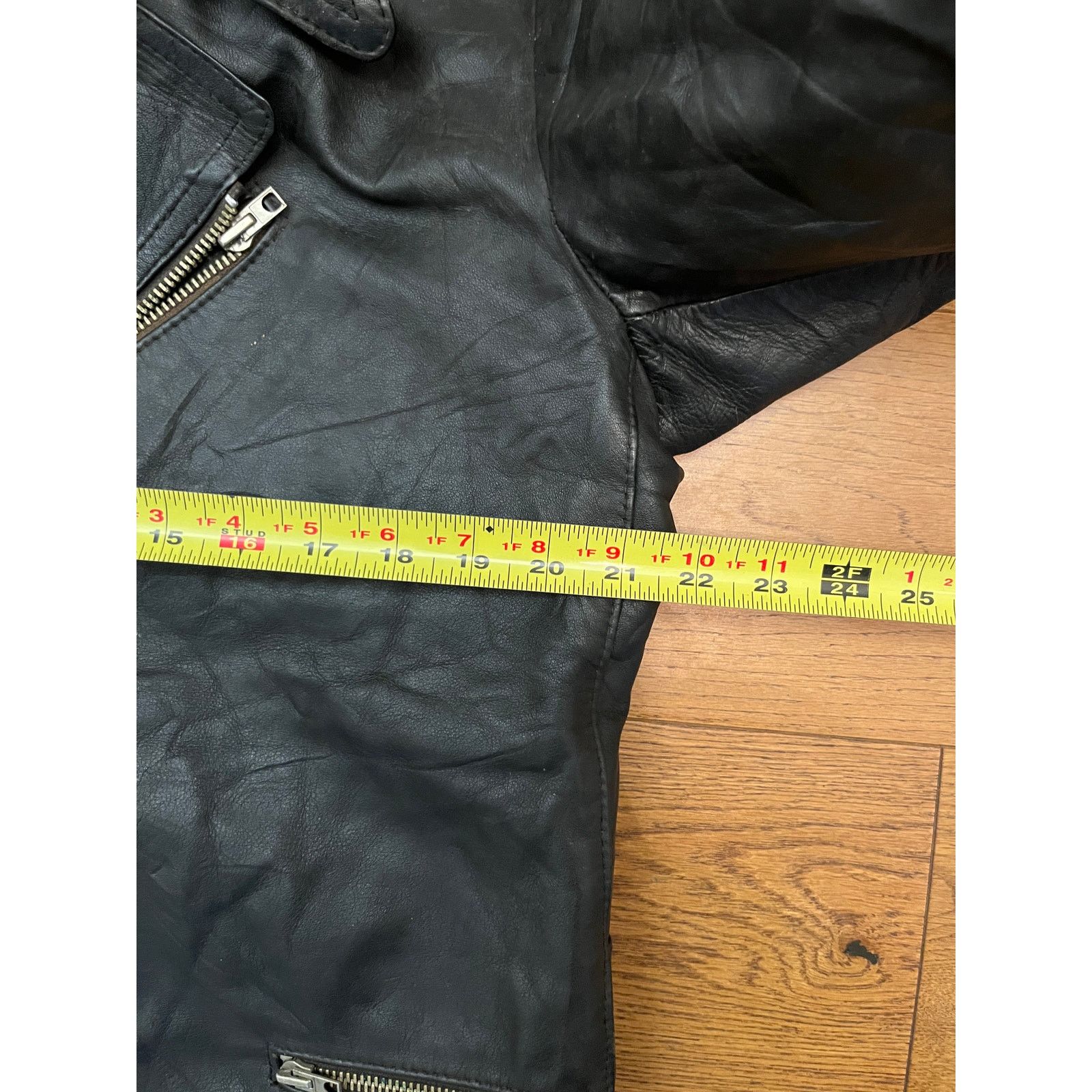 Vintage Vtg 90s Distressed Padded Elbow Leather Biker Jacket Sz 94 Size US L / EU 52-54 / 3 - 12 Thumbnail