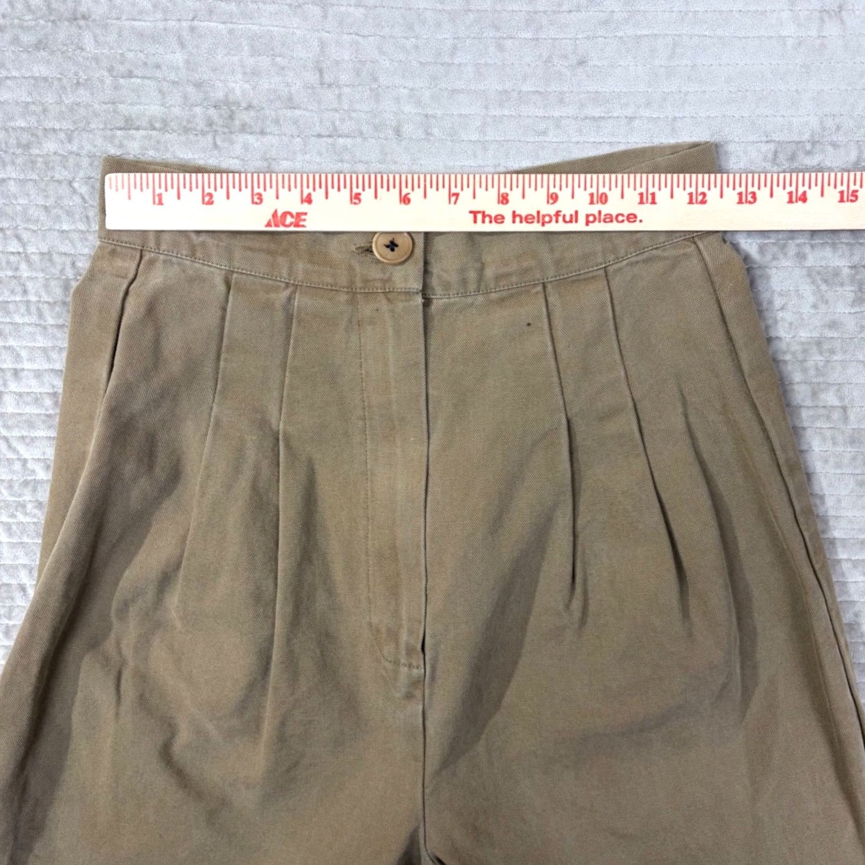 Ilana Kohn Ilana Kohn Tan Cotton Canvas High Waisted Pleated Tapered Pants Size 24 USA Made Size 42" / US 20 - 6 Thumbnail