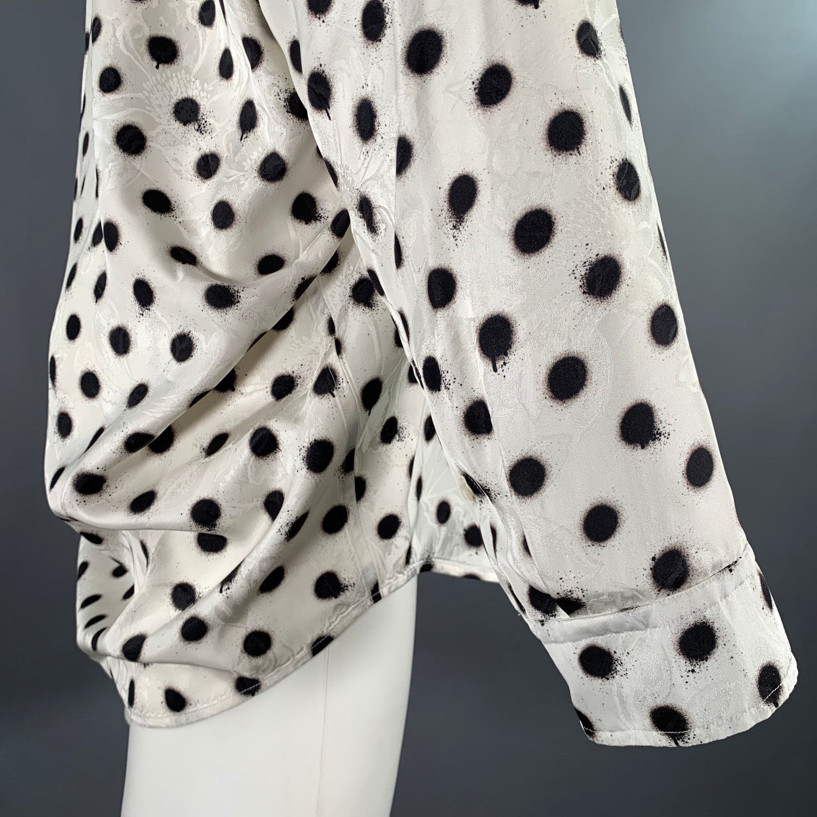 Balenciaga Size S White Black Polka Dot Viscose Silk L/S Shirt Size US S / EU 44-46 / 1 - 6 Thumbnail