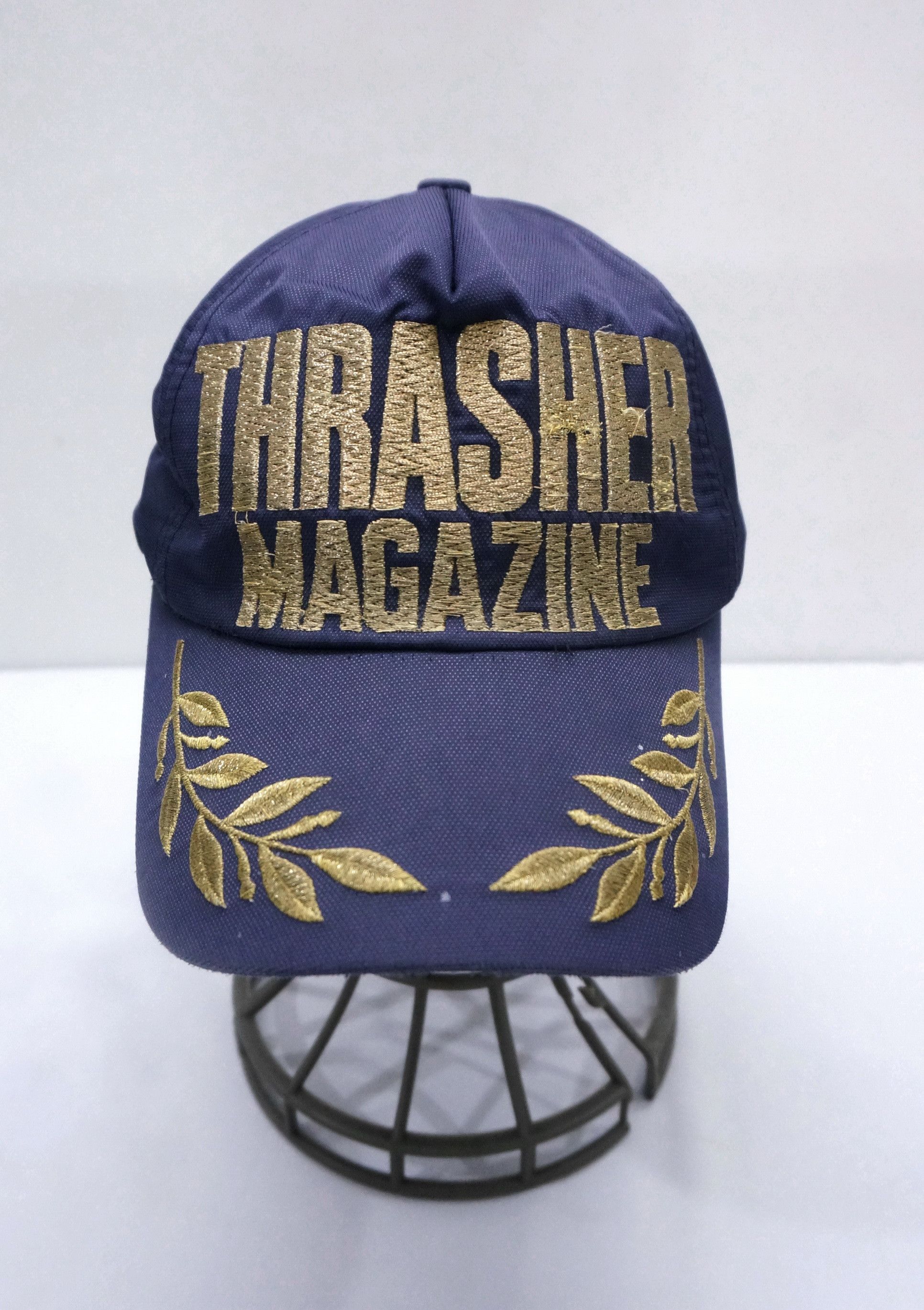 image of Thrasher Magazine Gold Embroidery Cap in Dark Blue, Men's