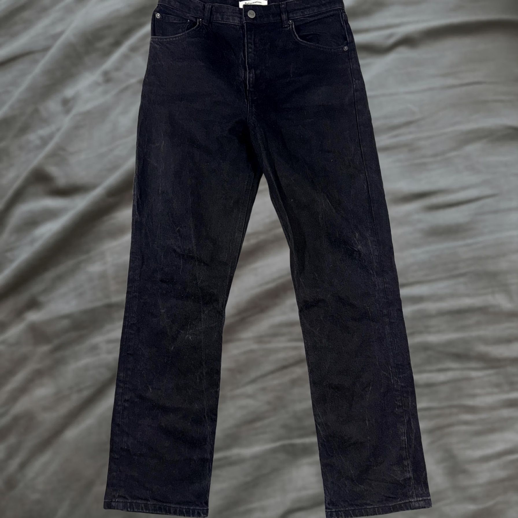 Reformation VINTAGE? No. Reformation Jeans Womens Black High Rise Straight Leg Denim Charcoal Wash 5-Pocket Size 30" / US 8 / IT 44 - 1 Thumbnail