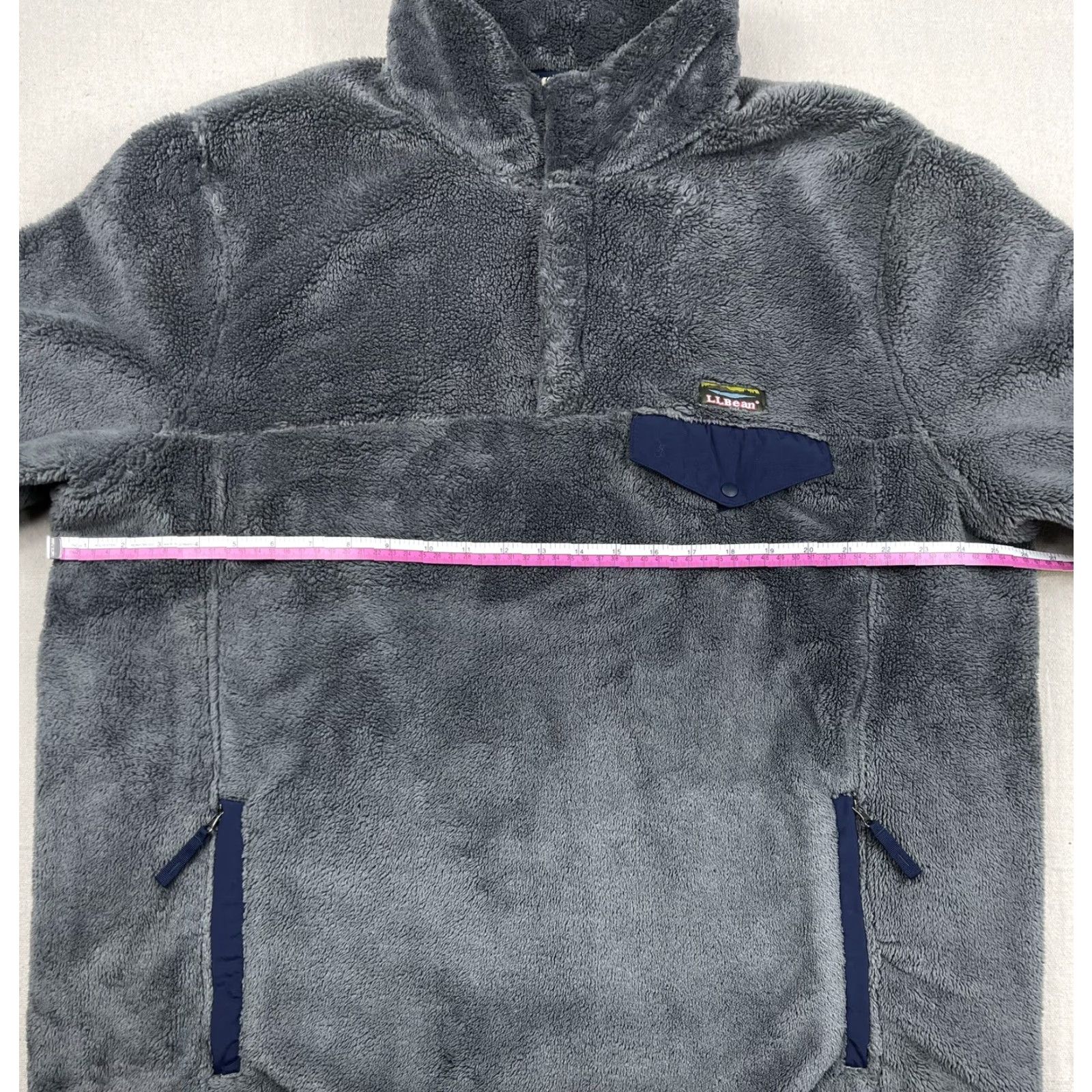 Vintage VINTAGE LL Bean Mens Pullover 1/4 Zip Fleece XL Gray Navy 90s All Seasons Thick Warm Pocket Elbow Patches Snap Size US XL / EU 56 / 4 - 4 Thumbnail