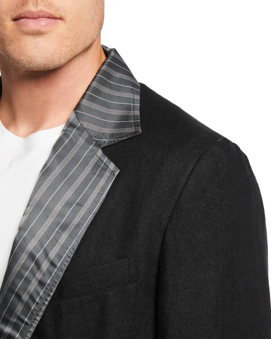Maison Margiela o1y1124 Linen Striped-Lapel Blazer in Multicolor Size US XXS / EU 40 - 3 Thumbnail