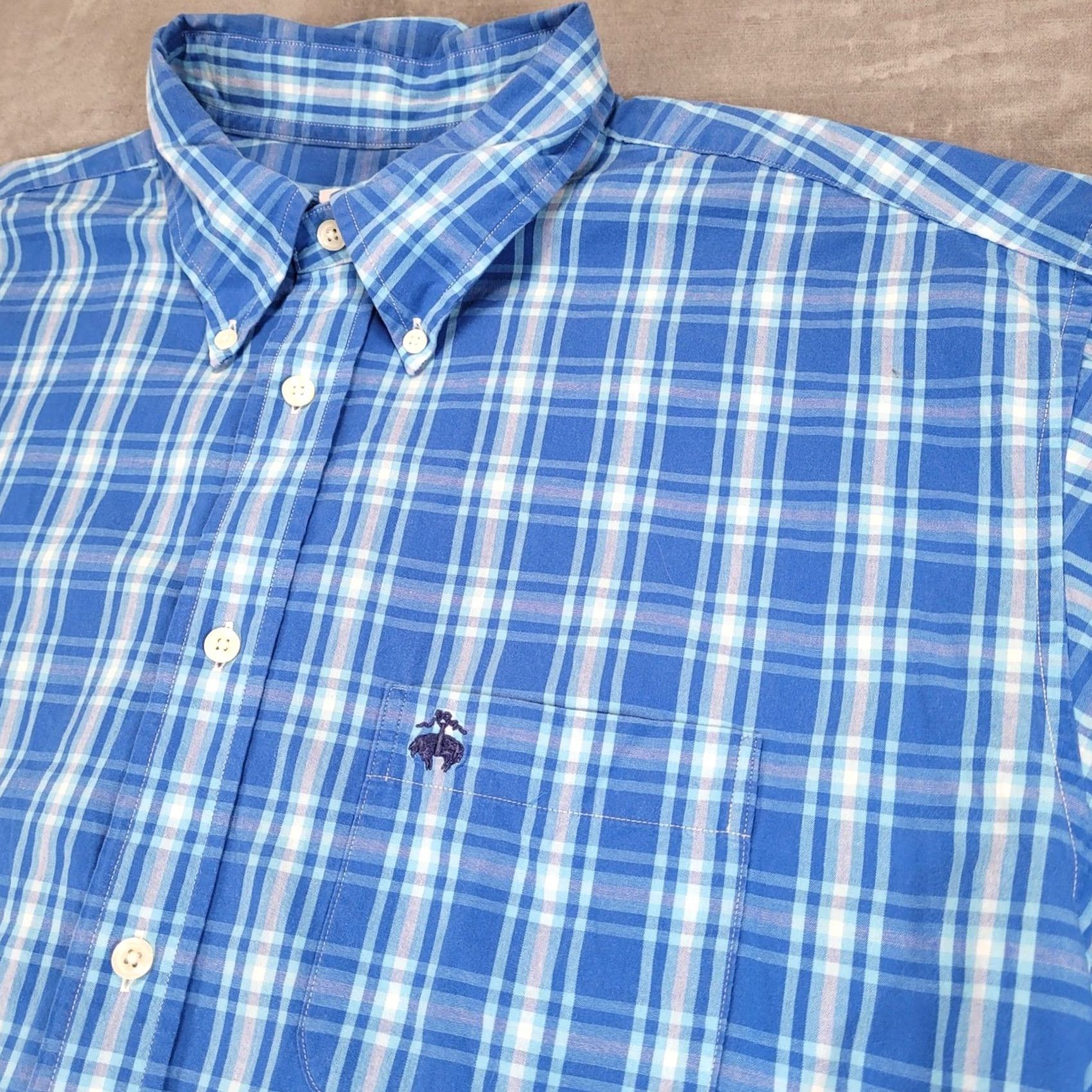 Brooks Brothers Brooks Brothers 346 Mens XL Regular Blue Plaid Long Sleeve Button-Down Shirt Size US XL / EU 56 / 4 - 2 Thumbnail