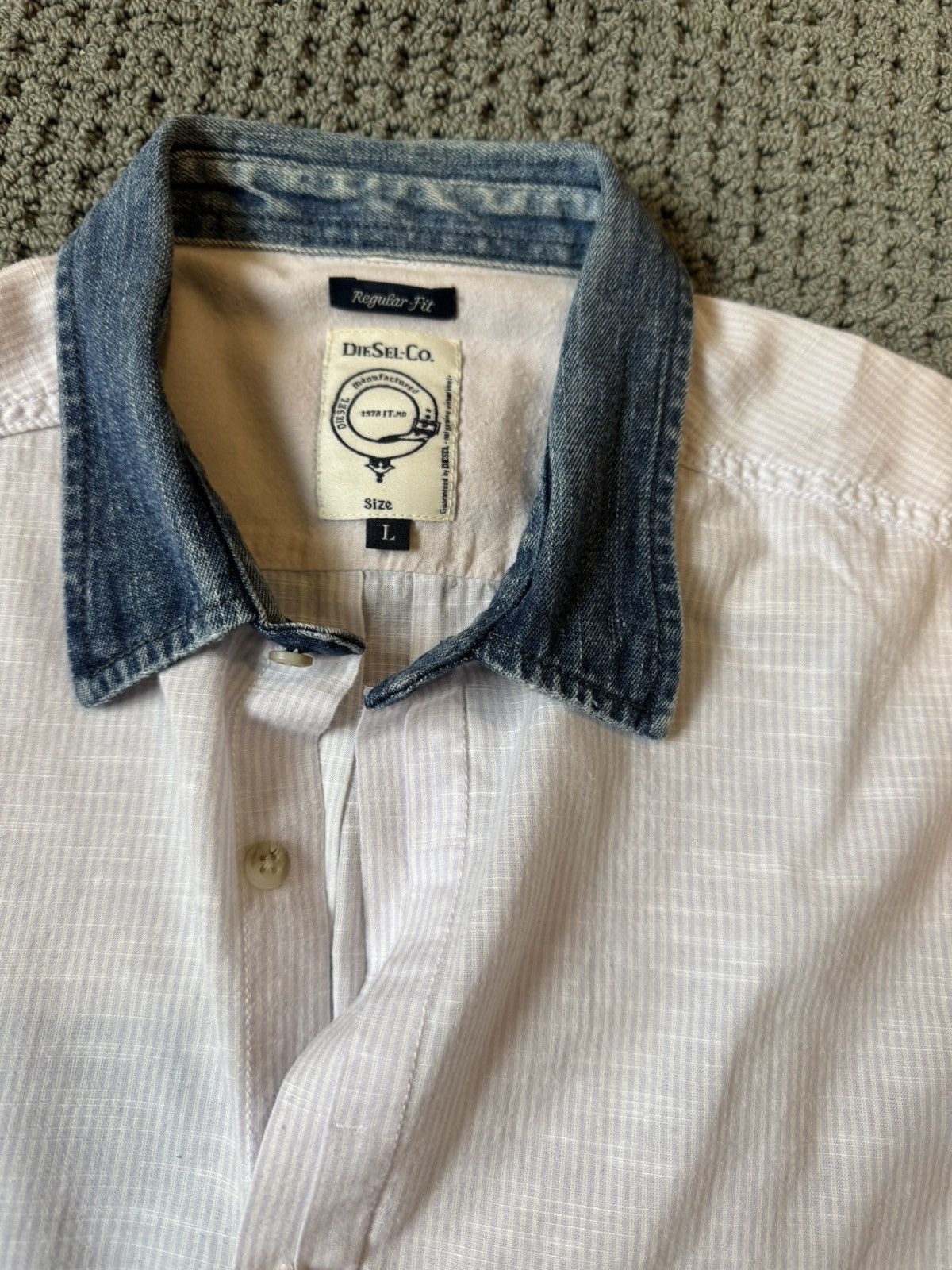 Diesel Pinstriped button down with denim collar $195 Size US M / EU 48-50 / 2 - 1 Thumbnail