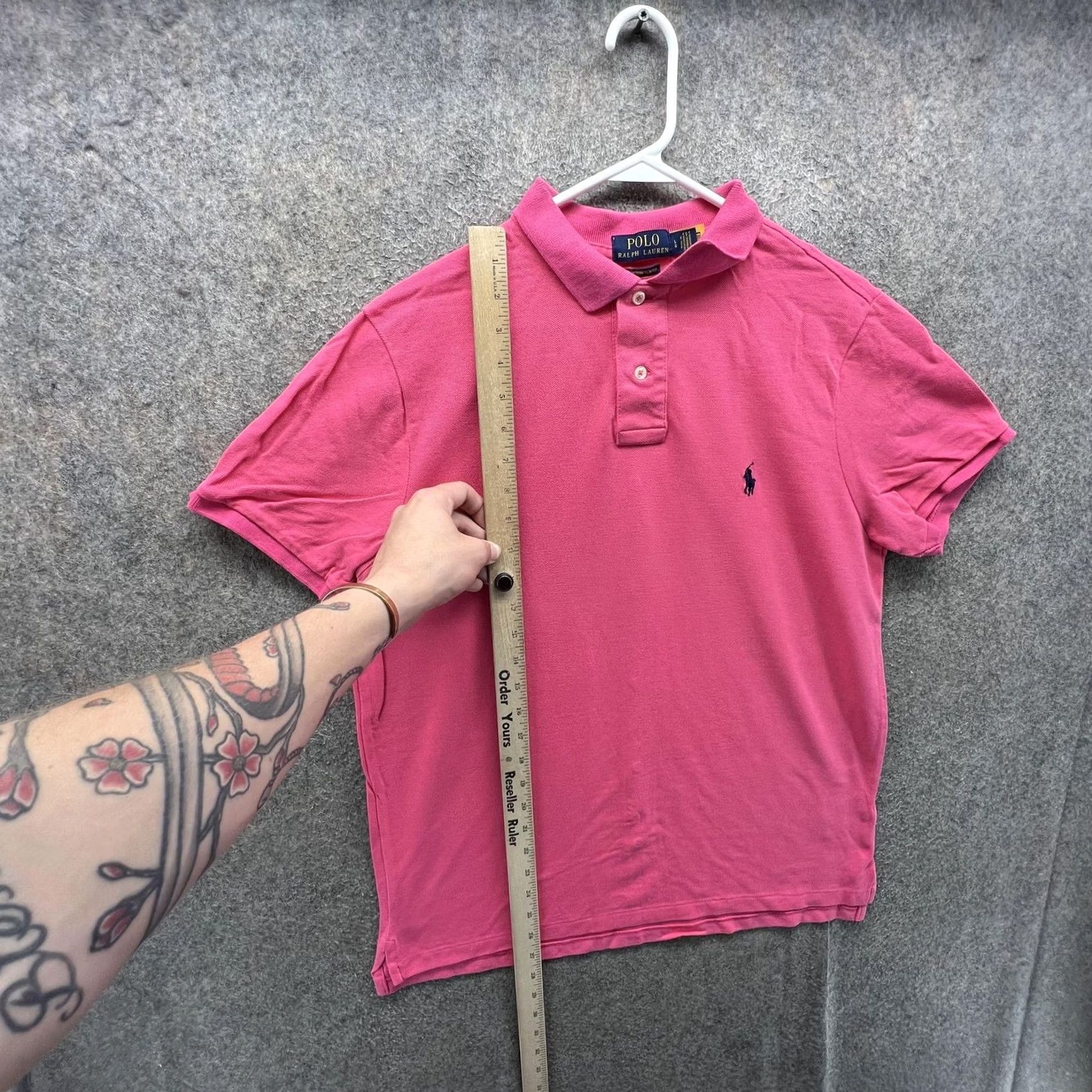 Polo Ralph Lauren Polo Ralph Lauren Polo Shirt Mens Large Pink Solid Pony Logo Custom Slim Fit Shirt Size US L / EU 52-54 / 3 - 3 Thumbnail