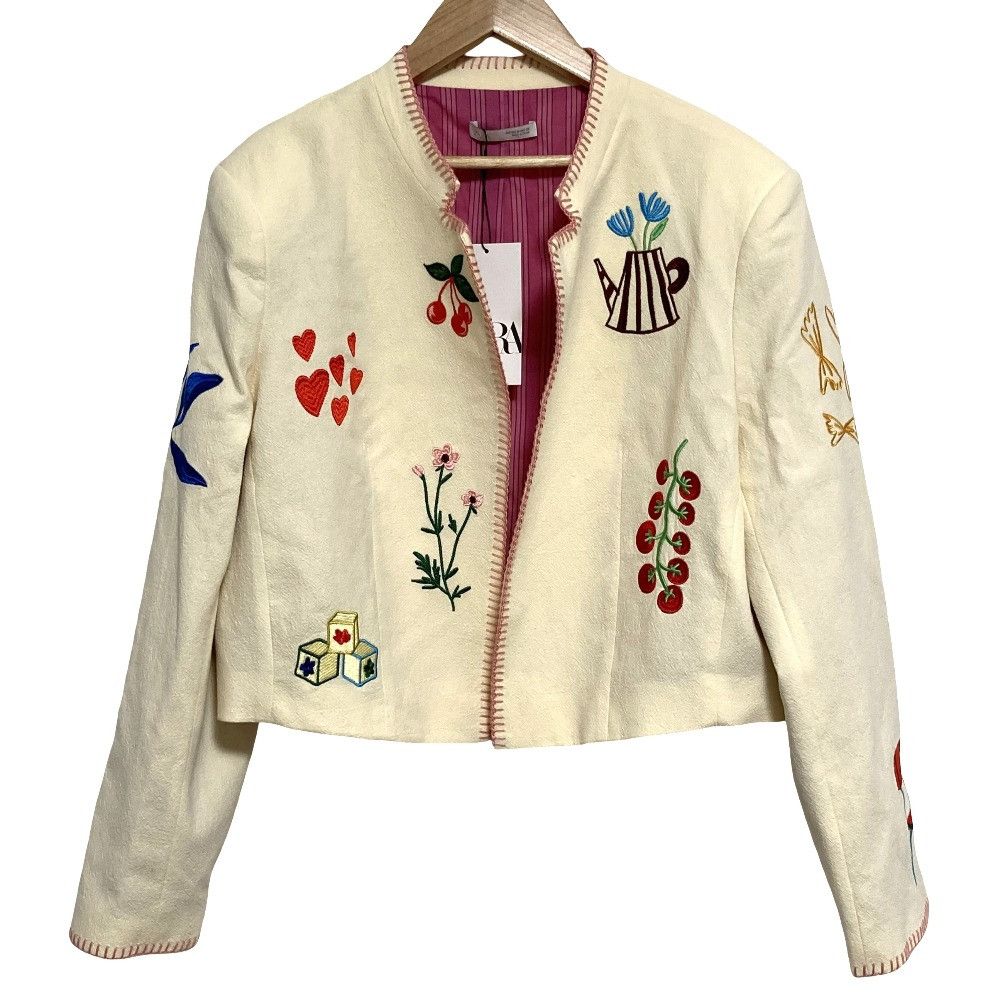 Other Other ZARA Flower Embroidery Jacket Textile Outerwear DUTY FREE for USA Size ONE SIZE - 1 Thumbnail