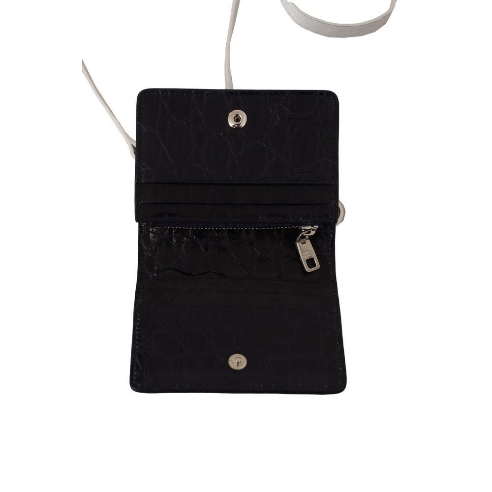 Dolce & Gabbana Dolce & Gabbana Blue White Caiman Leather Strap Card Holder Size ONE SIZE - 4 Thumbnail