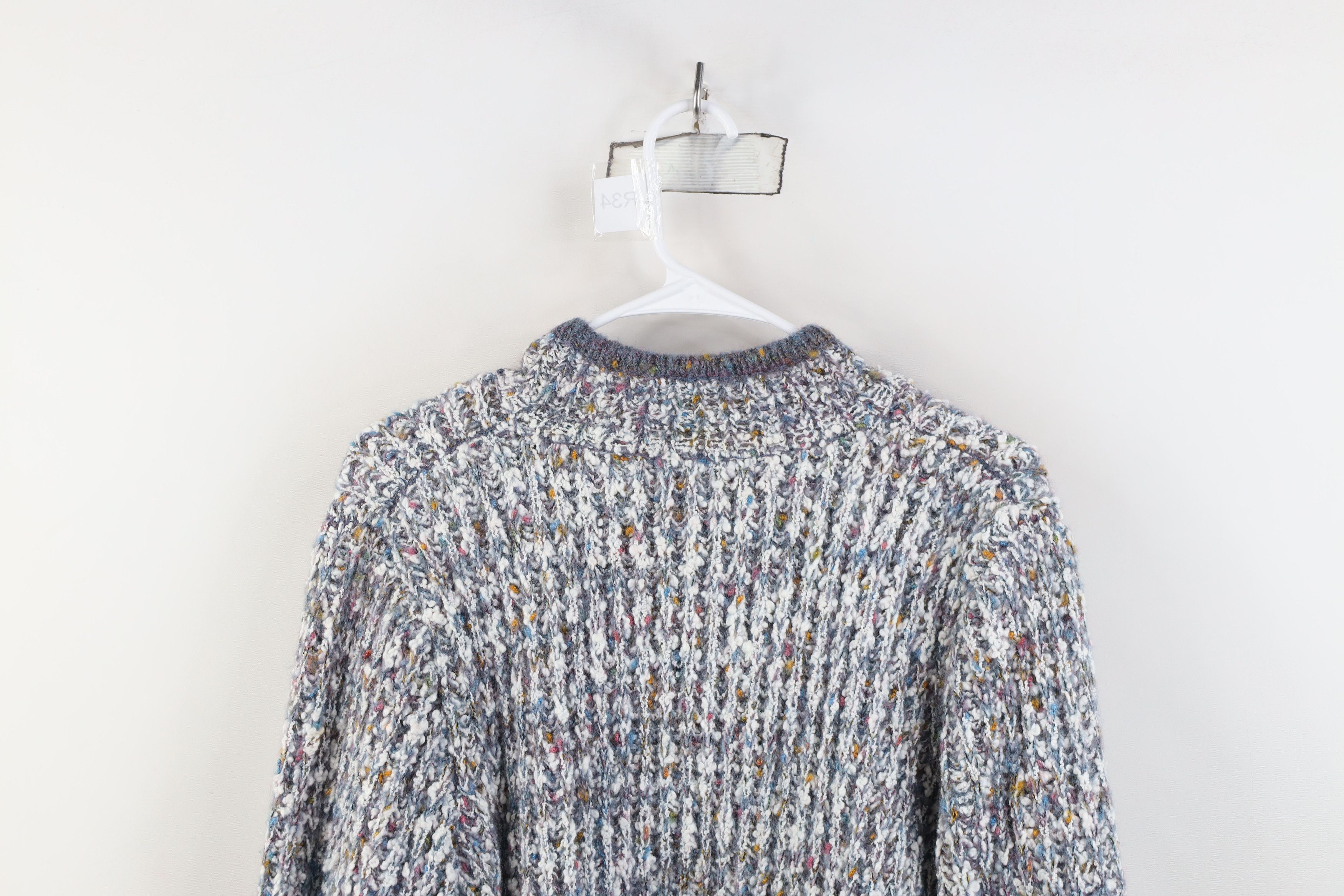 Vintage Deadstock Vintage 90s Wool Ribbed Knit Open Cardigan Sweater Size L / US 10 / IT 46 - 12 Thumbnail
