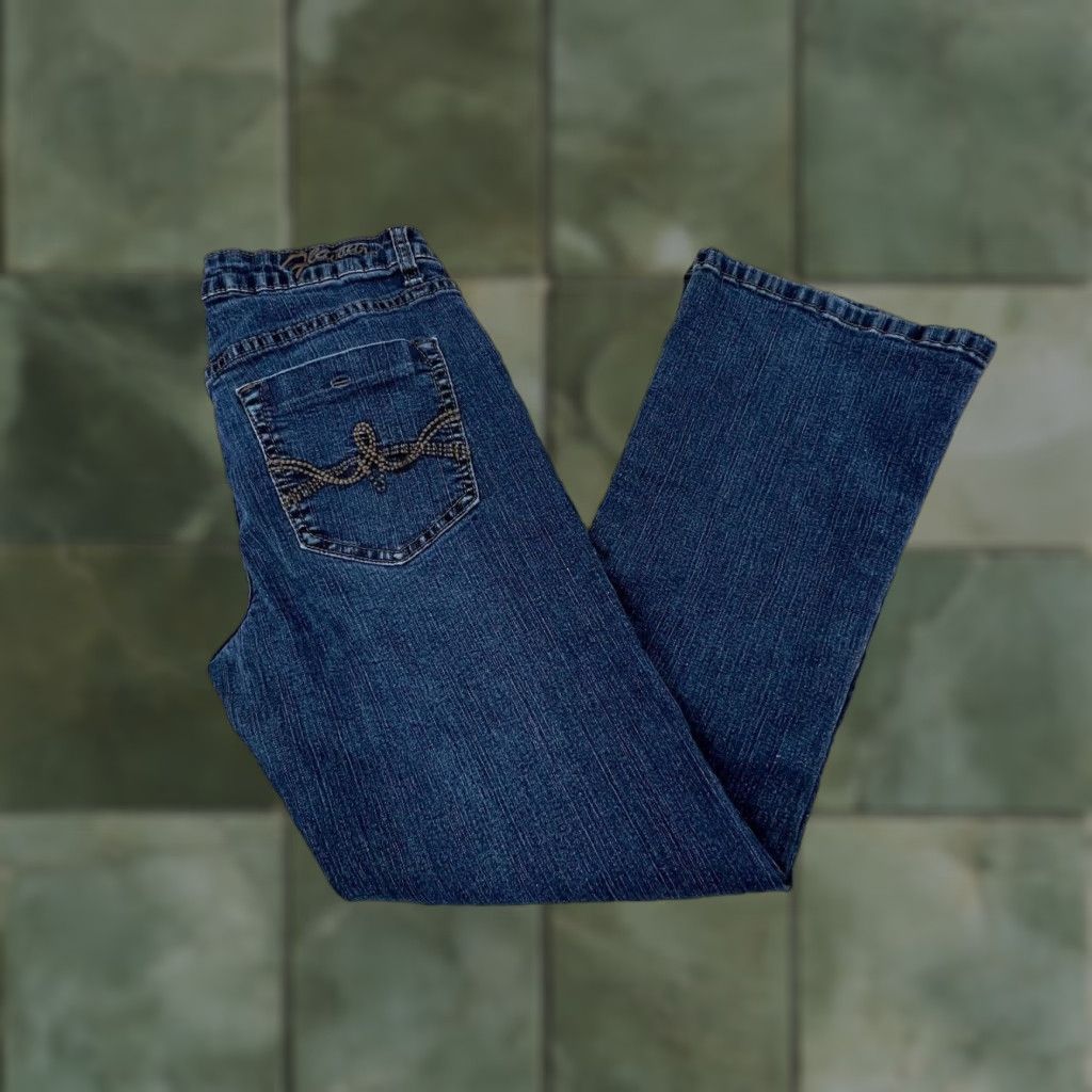 Vintage Flavour Womens Medium Wash Low Rise Bootcut Jeans 10P Blue Petite Cotton Blend Size 32" / US 10 / IT 46 - 1 Thumbnail