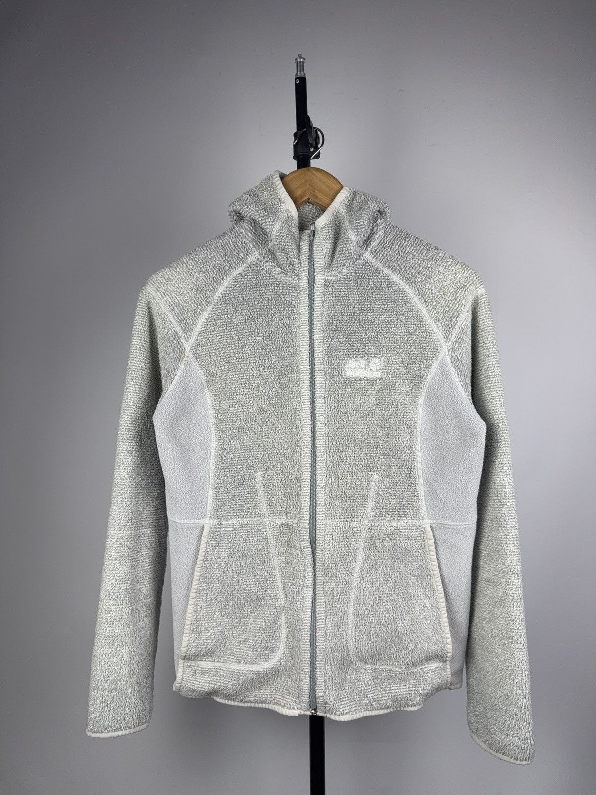 Gorpcore 00s Jack Wolfskin Grey Sherpa Fleece Zip Hoodie