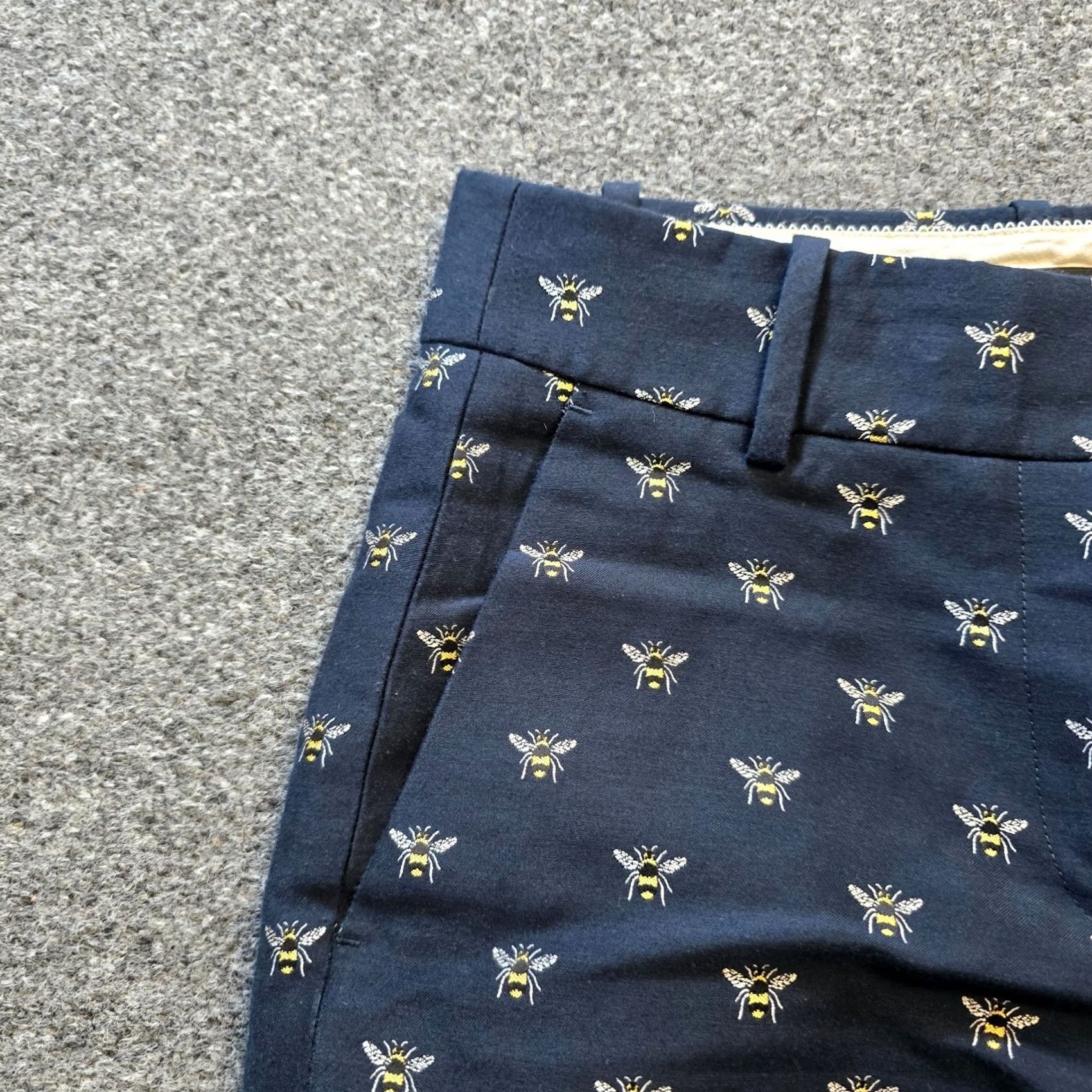 J.Crew J.CREW Pants Womens Size 00 Blue Bee Bumblebee Chino Flat Front Whimsy Career Pants Chino Regular 26.5in Inseam Womens Size 24" / US 00 / IT 34 - 3 Thumbnail