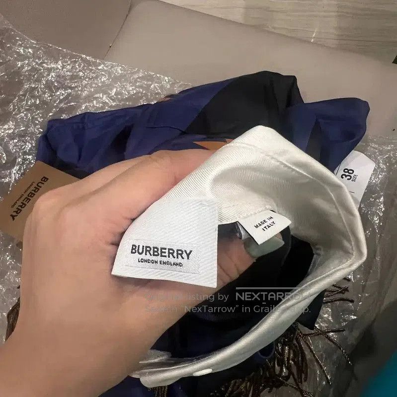 Burberry Burberry Oversized Blue Silk Polo with Fringes. Size US M / EU 48-50 / 2 - 4 Thumbnail