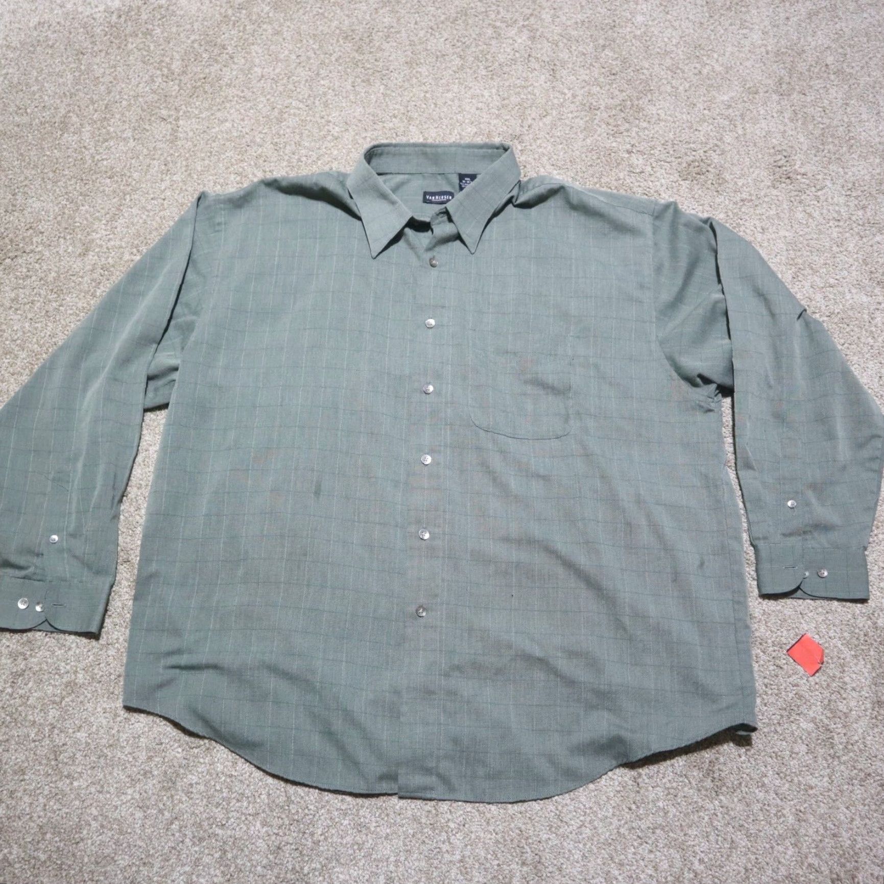 Van Heusen Van Heusen Shirt Men 2XL Gray Checkard Button-Down Long Sleeve Shirt Size US XXL / EU 58 / 5 - 2 Thumbnail