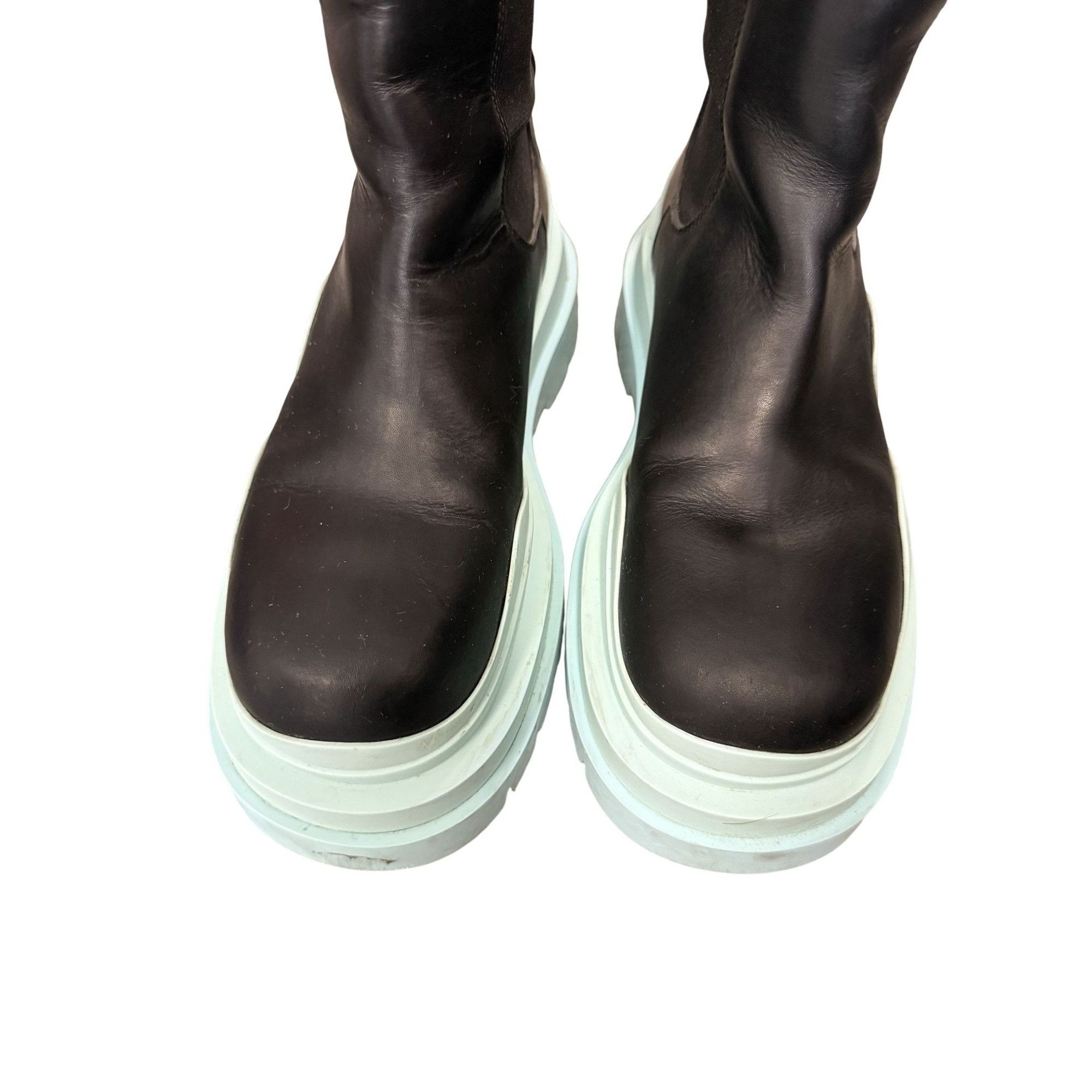 Bottega Veneta Bottega Veneta Womens Platform Leather Boots Black W/ Light Size US 7 / IT 37 - 10 Thumbnail