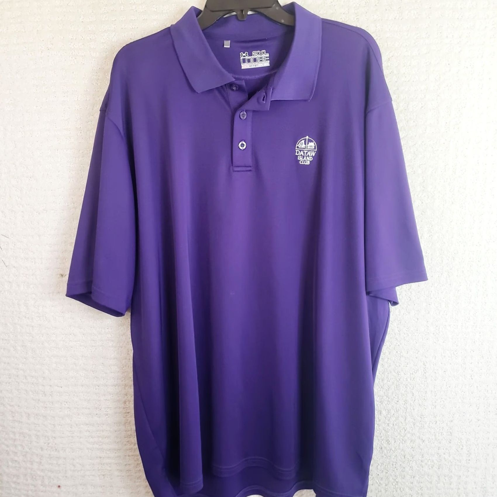 Under Armour Under Armour Mens XXL Heatgear Loose Fit Polo Shirt SSleeve Purple Dataw Island Club Golf Casual Striped Logo Size US XXL / EU 58 / 5 - 2 Thumbnail
