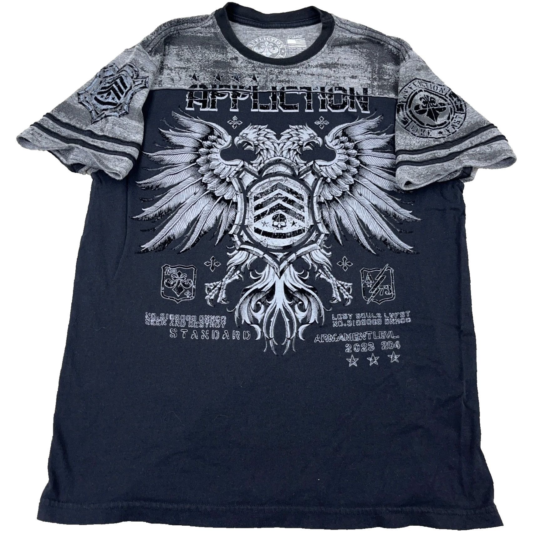 Affliction Affliction Shirt Men XL Black Gray Tee Live Fast MMA Eagle Shield Retro Faded Short Sleeve Crew Neck T-Shirt Mens USA Gothic Grunge Skull Tattoo Size US XL / EU 56 / 4 - 2 Thumbnail