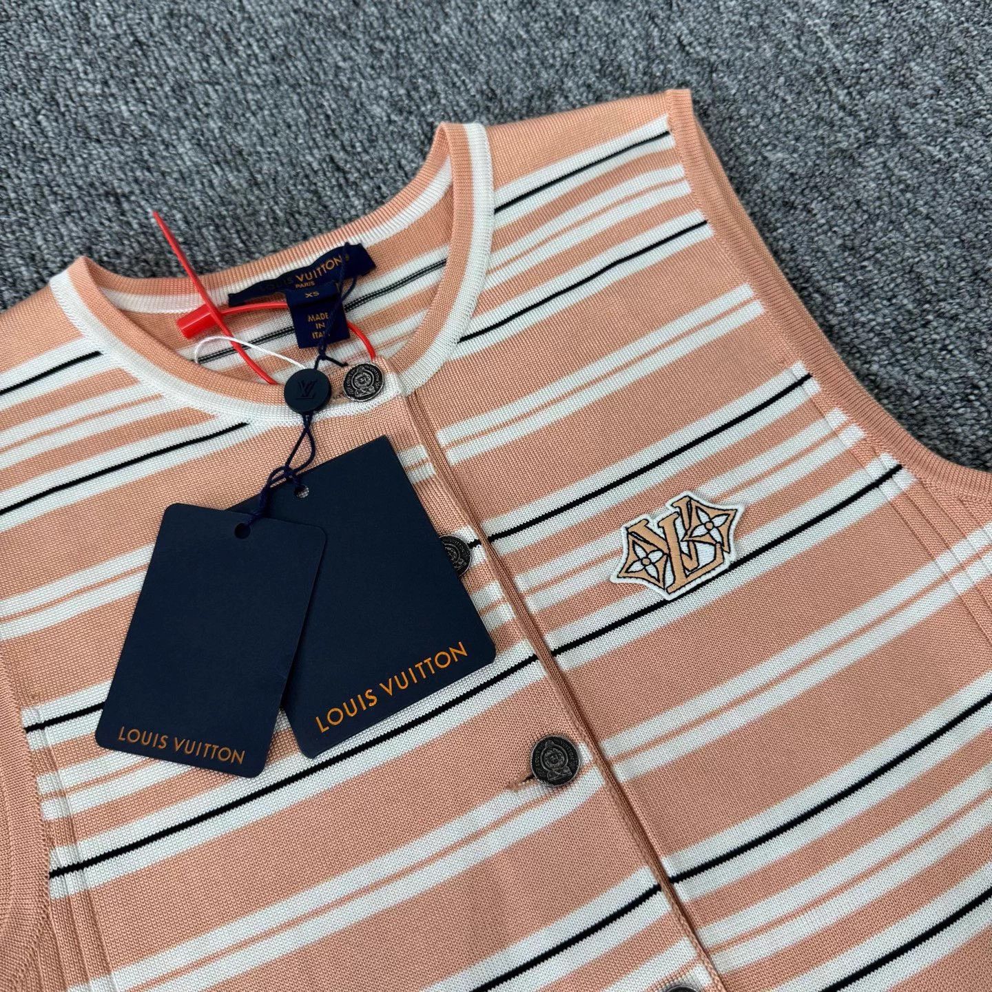 Louis Vuitton LV Orange Striped Print Mulberry Silk Sleeveless Tank XS Size XS / US 0-2 / IT 36-38 - 4 Thumbnail