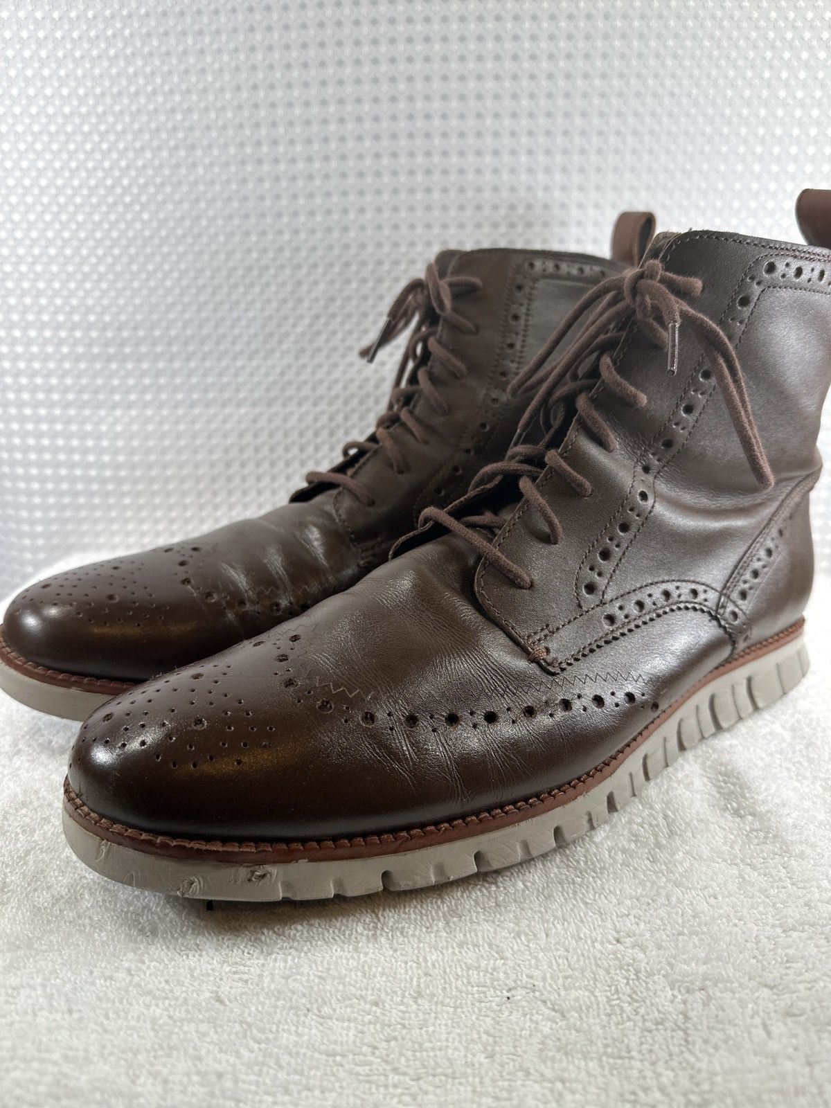 Cole Haan Cole Haan Wingtip Leather Water Resistant Brown Boots Size US 12 / EU 45 - 1 Thumbnail