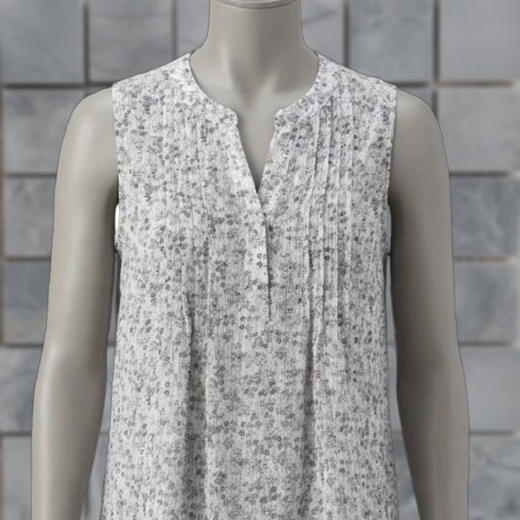 Vince Camuto Vince Camuto Blouse Shirt Sleeveless Gray Floral Pintuck Tank Top Sheer Chiffon Size S Women Hot Pink? Size S / US 4 / IT 40 - 1 Thumbnail
