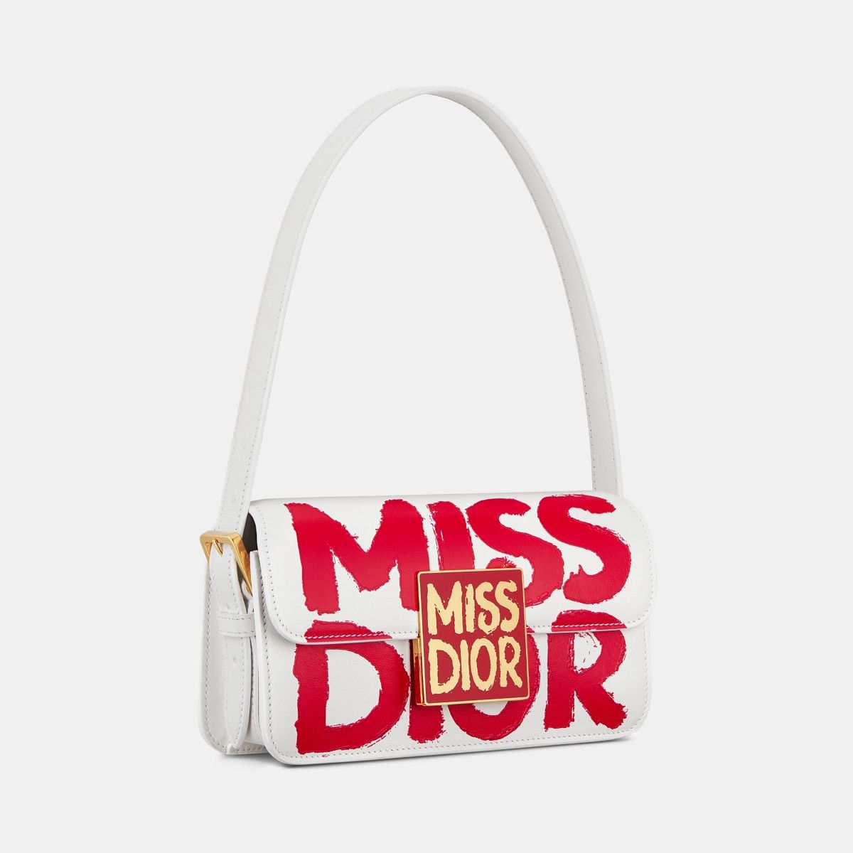 Dior o1bcso1str0226 Size:OS/Miss Dior Flap Bag in White/Red Size ONE SIZE - 1 Thumbnail