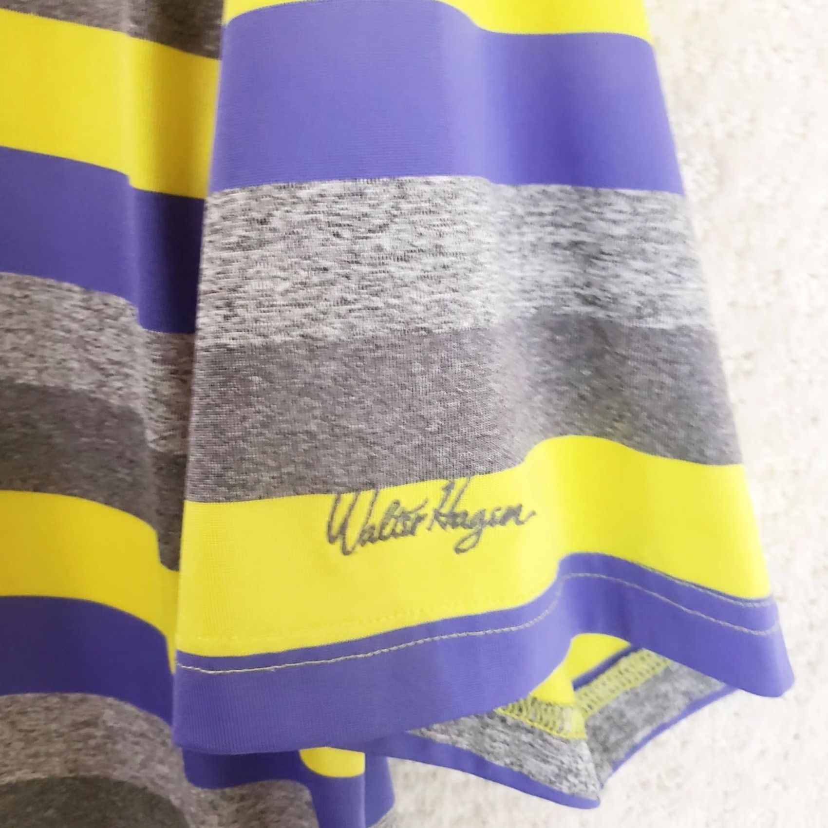 Vintage Walter Hagen Shirt Mens XL Purple Yellow Striped Polo Golf Casual Short Sleeve Size US XL / EU 56 / 4 - 6 Thumbnail