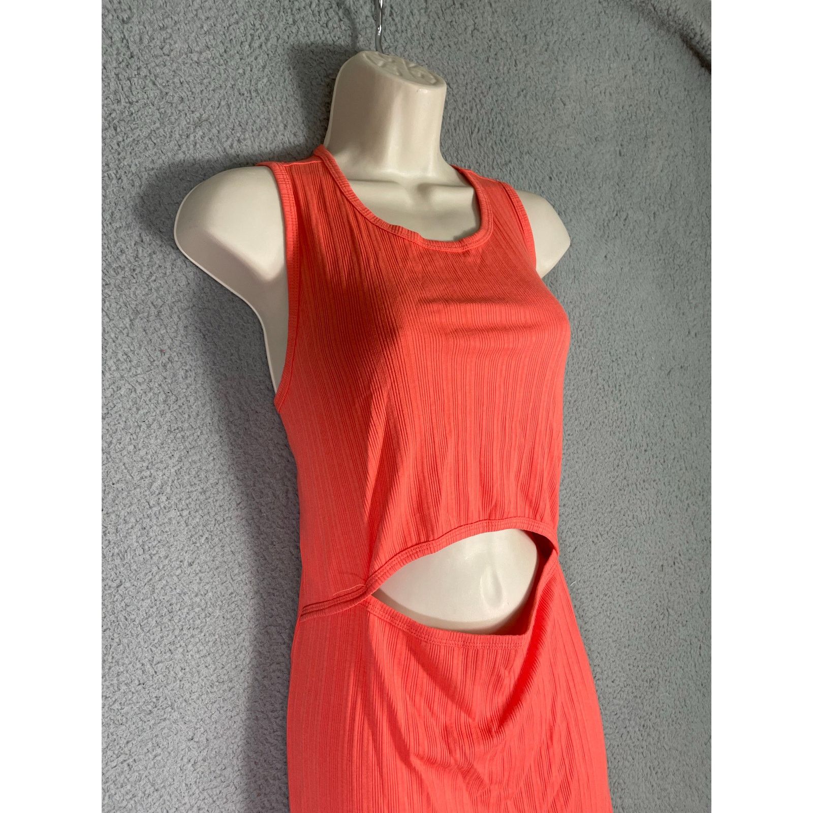 Other Fashion Nova Women's 1X Orange Cutout Ribbed Bodycon Dress Size XL / US 12-14 / IT 48-50 - 4 Thumbnail