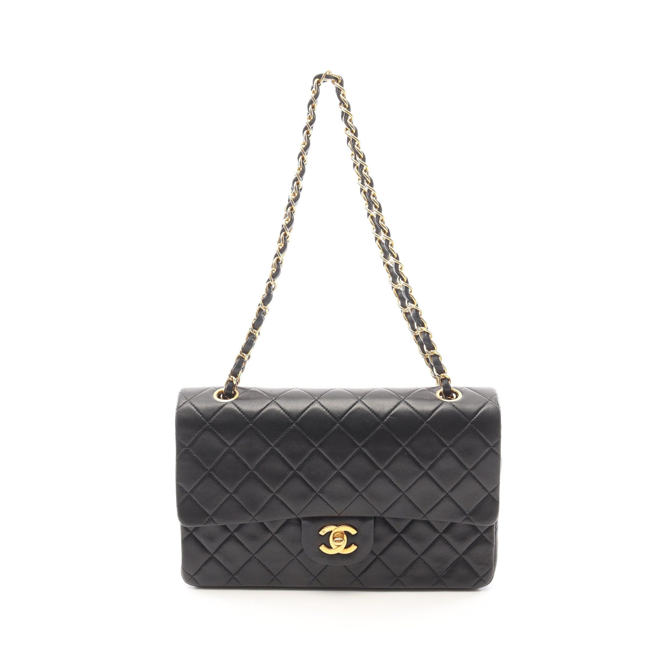 Chanel Chanel Matelasse Double Flap Chain Shoulder Bag Lambskin Black Gold Hardware Size ONE SIZE - 1 Thumbnail