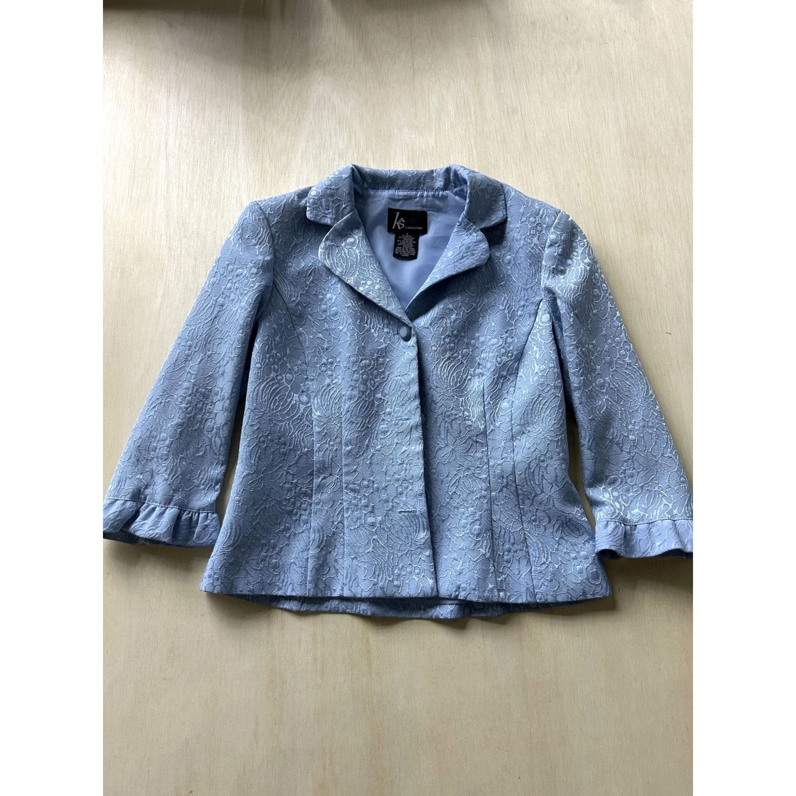 Vintage KS Collection Blazer Jacket Womens 10 Blue Floral Jacquard Lined Dressy Shirt/Blazer Style Women 10 Blue Floral Jacquard Lined Dressy Size L / US 10 / IT 46 - 2 Thumbnail