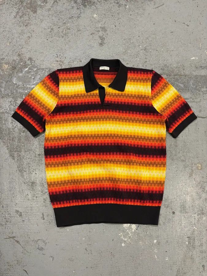 Dries Van Noten SS2019 Dries Van Noten Orange Summer Striped Polo Shirt Size US S / EU 44-46 / 1 - 1 Thumbnail