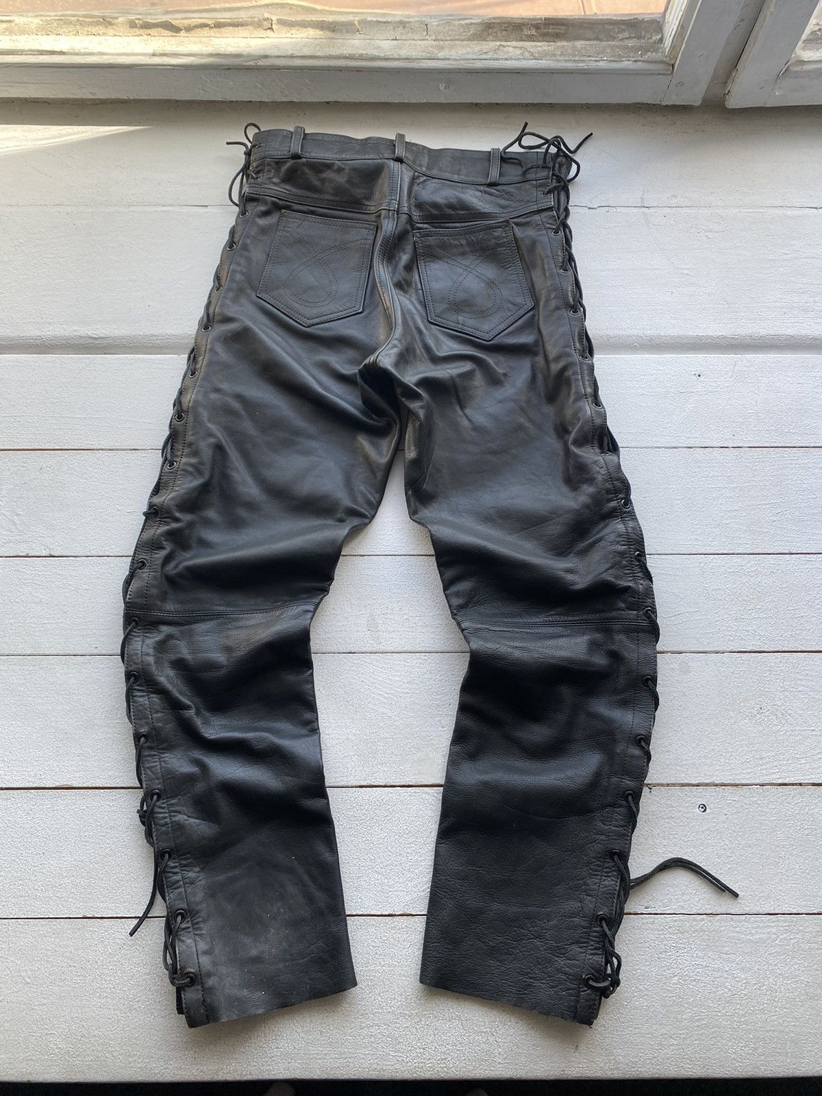 Japanese Brand 🔥VNTG OPIUM Biker Leather Owens Style Pants Rick Punk Rare Size US 32 / EU 48 - 1 Thumbnail
