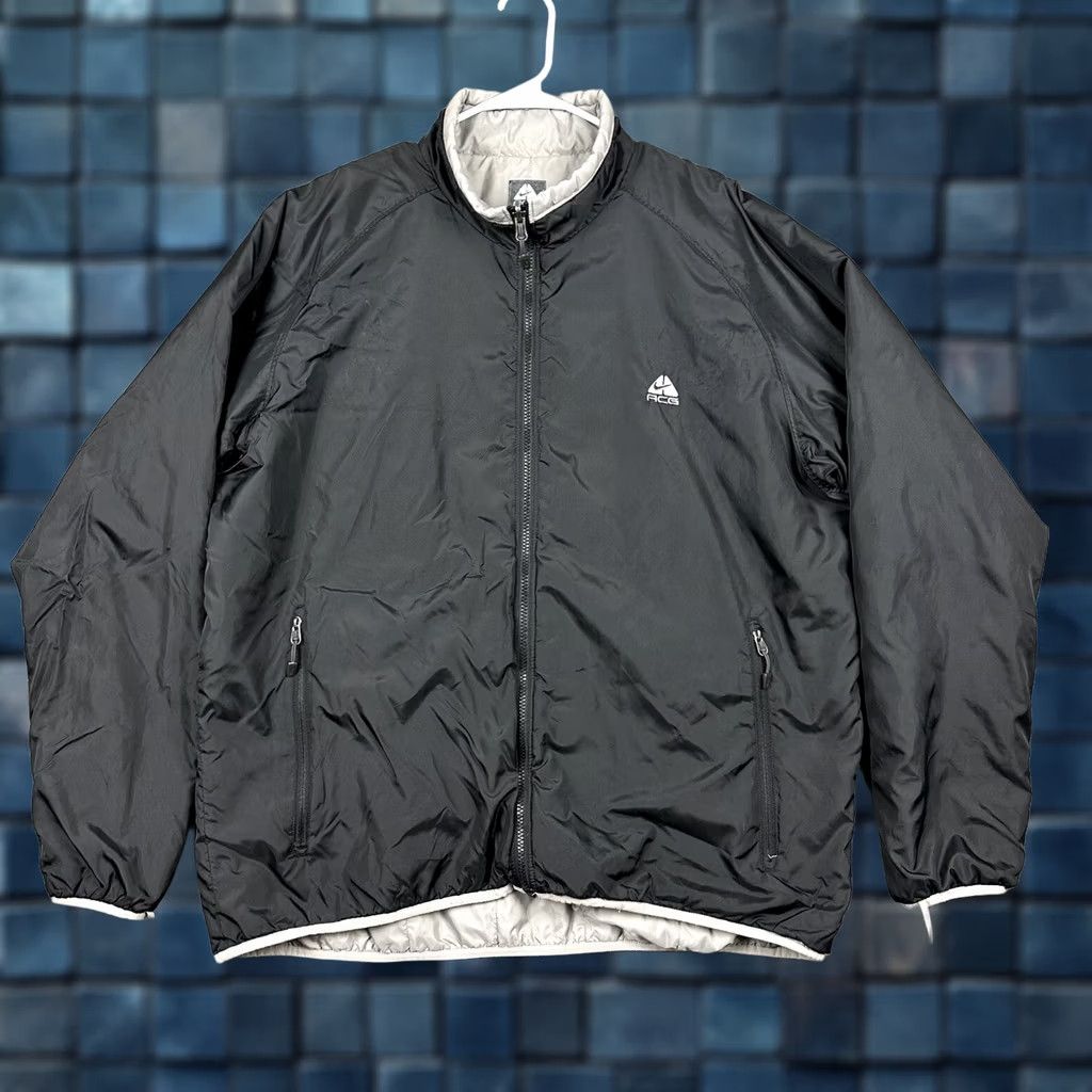 VINTAGE Nike ACG Jacket Mens 2XL Black Full Zip Windbreaker Long Sleeve Pockets READ