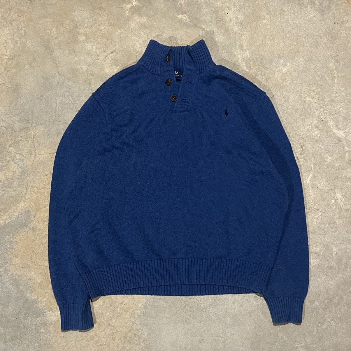 Polo Ralph Lauren Vintage Polo Ralph Lauren 3 Button High Neck Knit Sweater Size US XXL / EU 58 / 5 - 1 Thumbnail