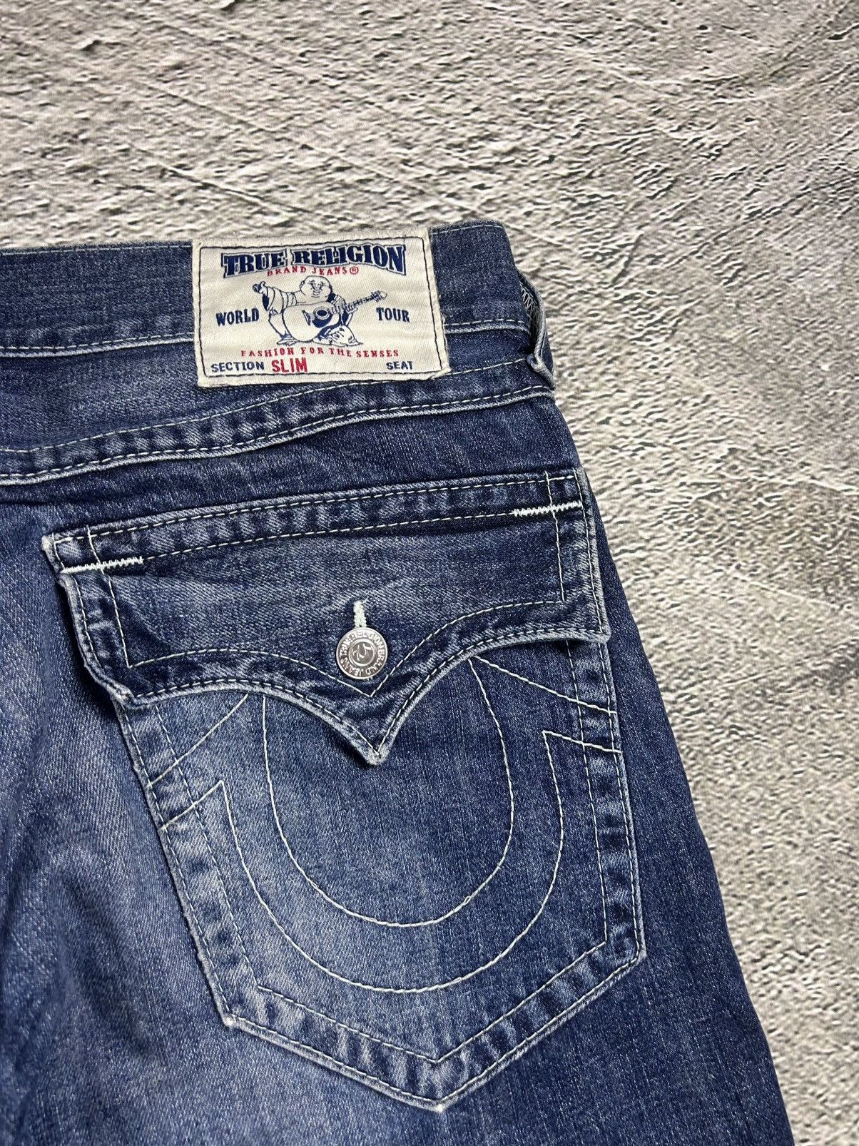 True Religion True Religion navy blue jeans white stitching Y2K Size US 34 / EU 50 - 2 Thumbnail