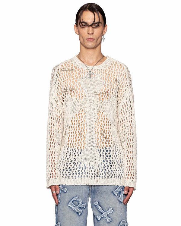Hysteric Glamour × If Six Was Nine × Racer Worldwide Racer Worldwide cross net sweater Y2K grunge punk style Size US L / EU 52-54 / 3 - 7 Thumbnail