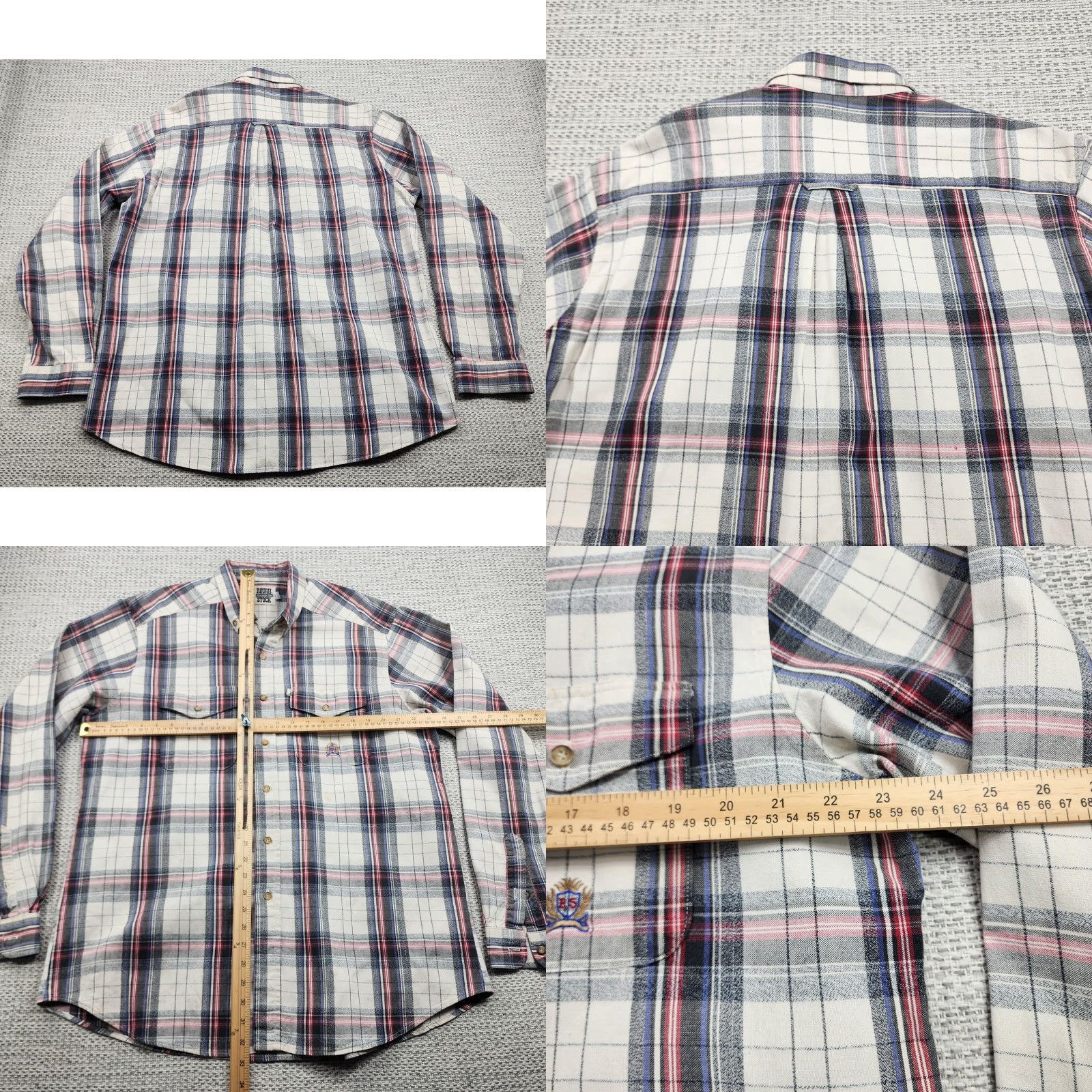 Vintage VINTAGE Panhandle Slim Rough Stock Shirt Mens XL Button-Down Plaid Long Sleeve Western Embroidered RS Crest White Cow Boy Style T Size US XL / EU 56 / 4 - 8 Thumbnail