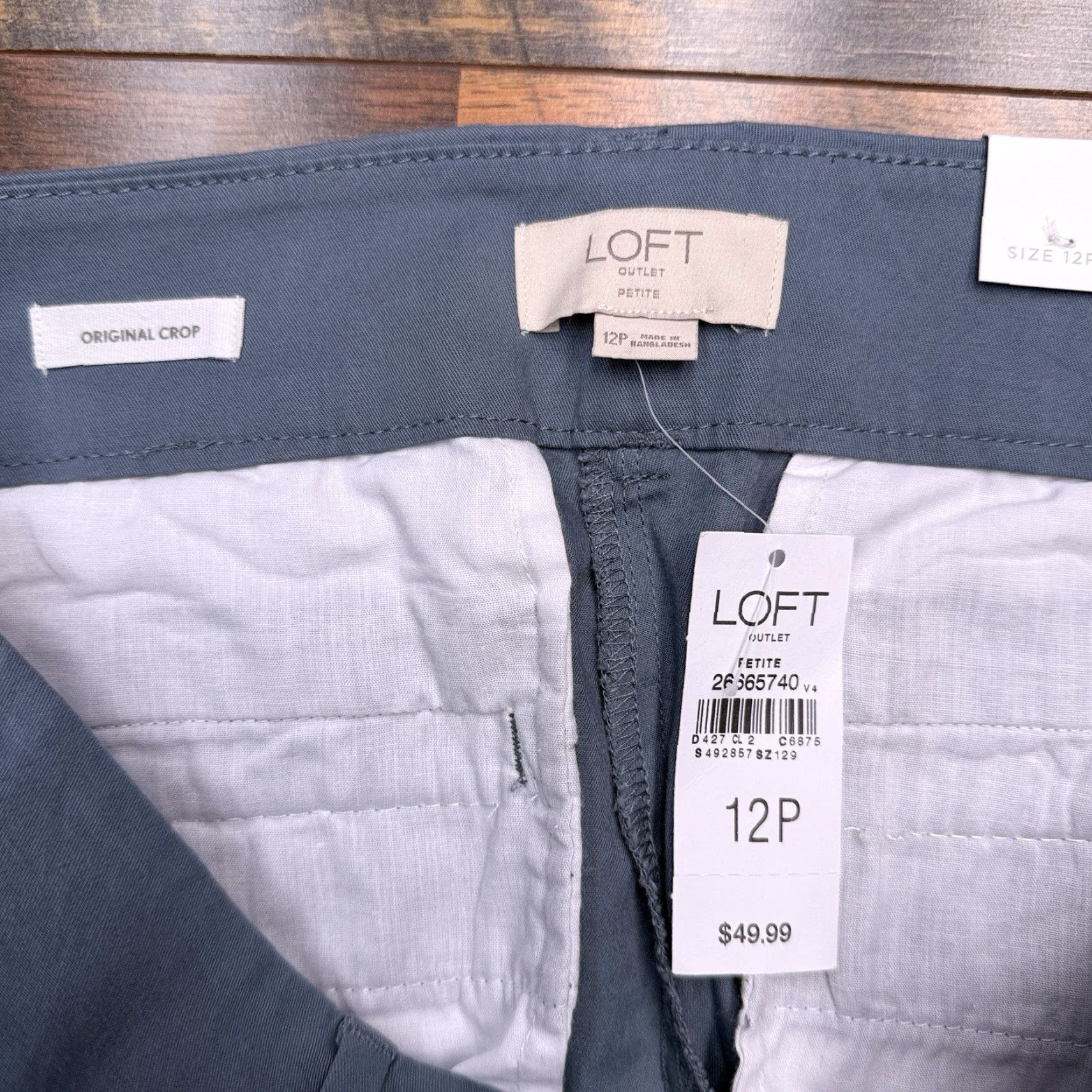 Loft Loft Womens Cropped Pants 12P Gray Mid Rise Stretch Twill Casual Straight Vintage No Size 34" / US 12 / IT 48 - 3 Thumbnail