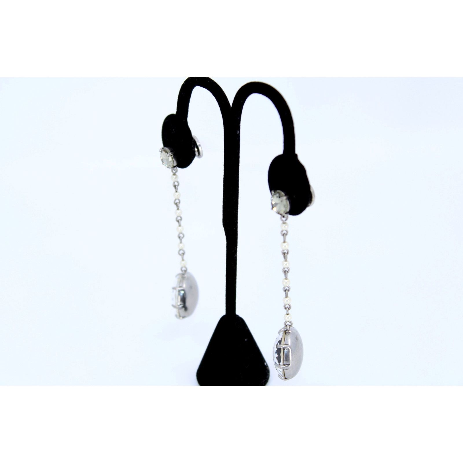 Tory Burch Excellent TORY BURCH Silver Tone Crystal Ball Drop Earrings Size ONE SIZE - 2 Thumbnail