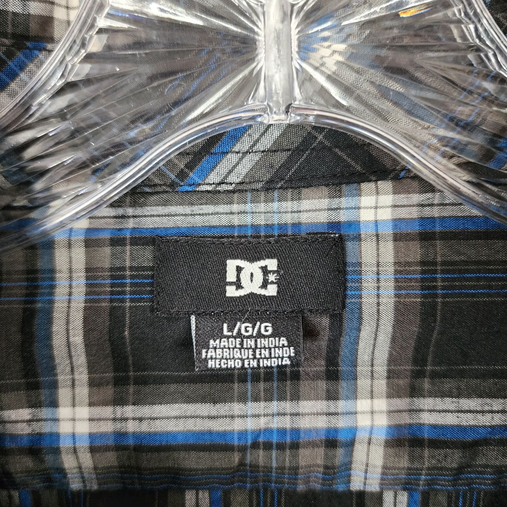 Vintage DC Skateboarding Button-Up Shirt Plaid Long Sleeve Black Blue Cotton Poly Mens L Size US L / EU 52-54 / 3 - 4 Thumbnail