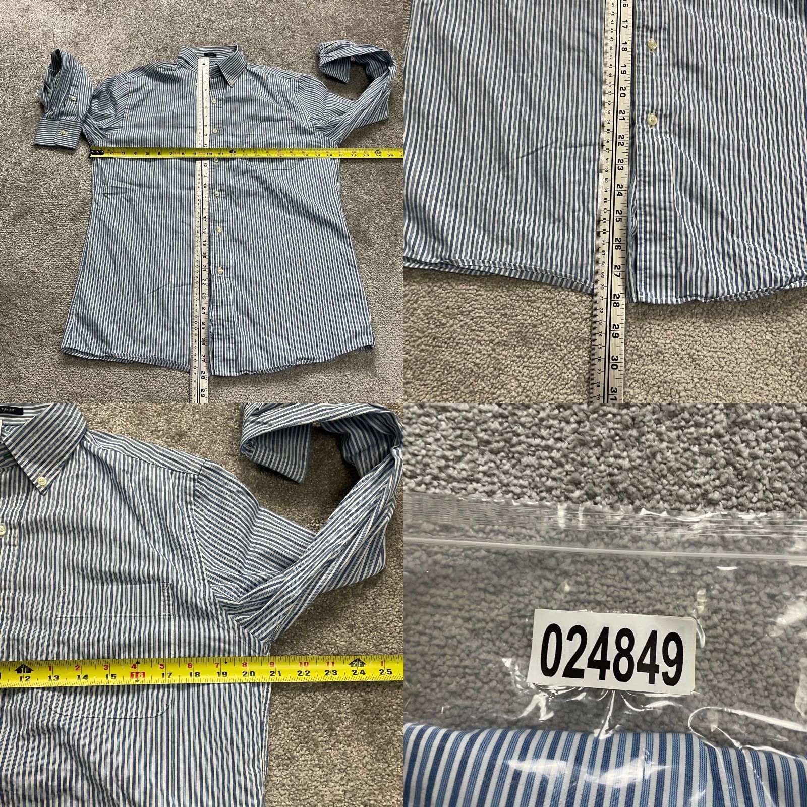 Tommy Hilfiger VINTAGE Tommy Hilfiger Dress Shirt Mens 15.5 Blue White Striped Long Sleeve Button-Down Casual Size 40R - 8 Thumbnail