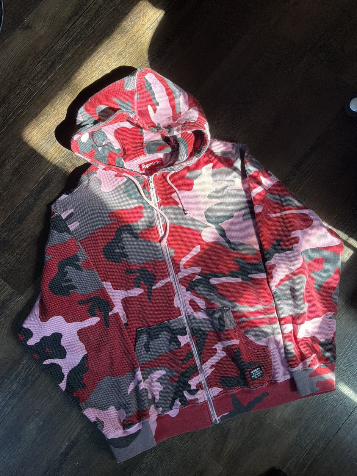 Supreme Supreme Hooded Zip Up Thermal Pink Camo Size US L / EU 52-54 / 3 - 5 Thumbnail