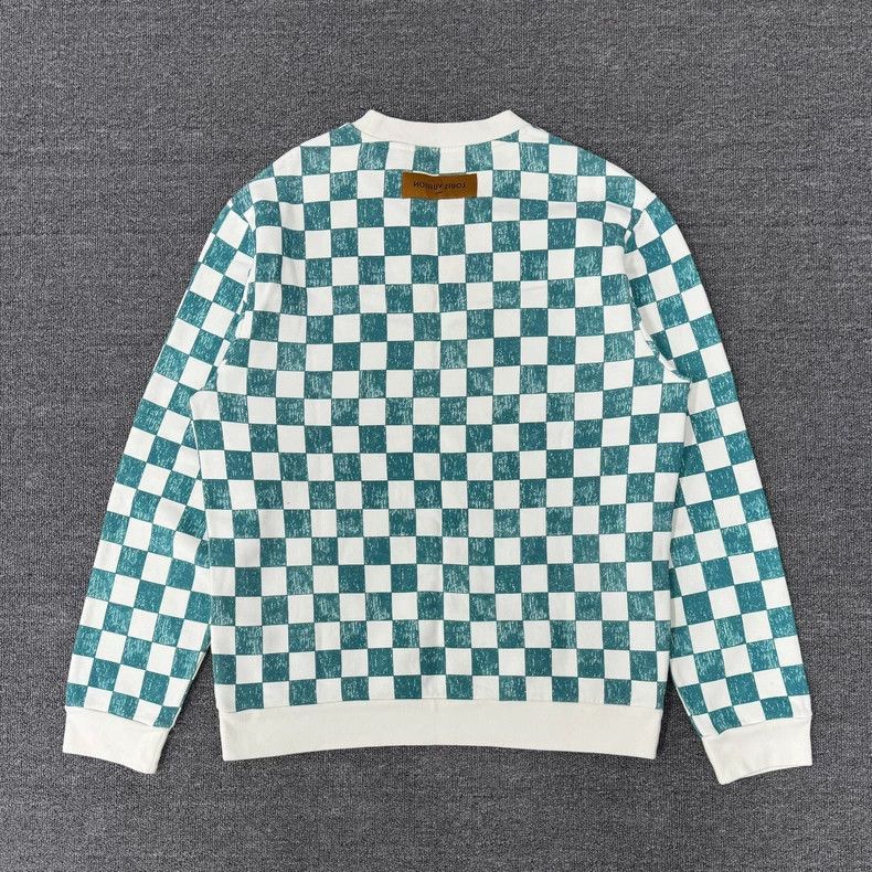 Louis Vuitton Checkered Sweatshirt in White Green -2505