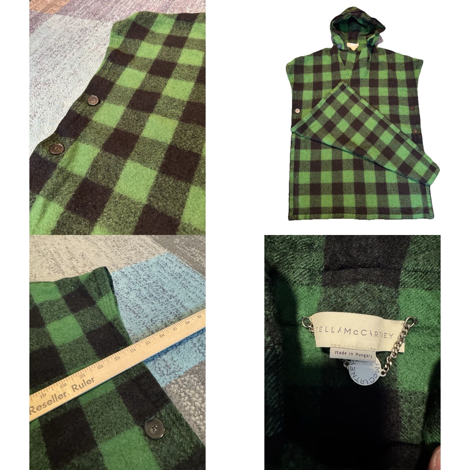 Stella McCartney Stella McCartney Poncho Wool Check Black Green Size 40 M Women Wool Poncho Casual Travel Size M / US 6-8 / IT 42-44 - 9 Thumbnail