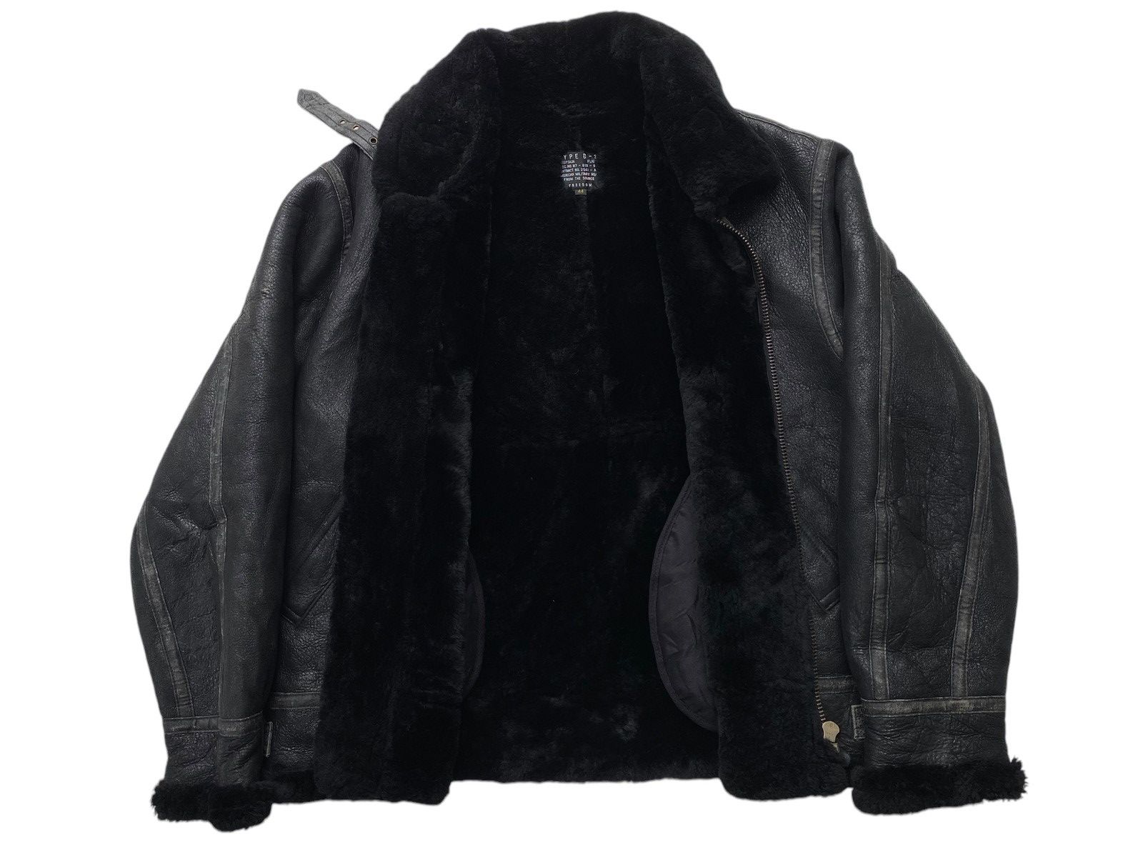 Vtg Sheepskin Military Leather Jacket